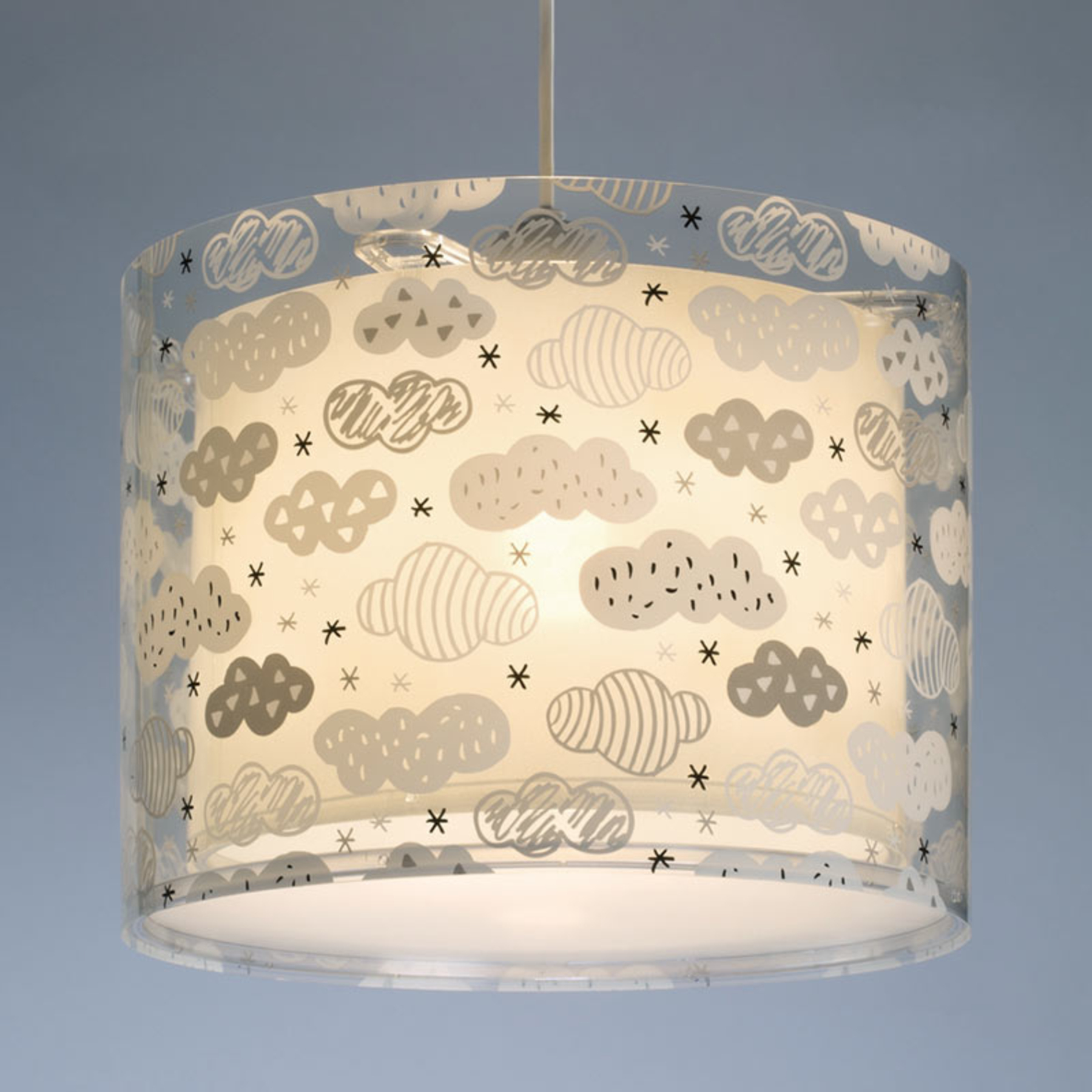Dalber Hanging light Clouds for children's rooms, grey, for Children's Room, plastic, E27, 60 W, energy efficiency: A++, H: 25 cm