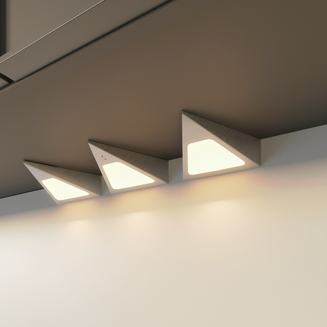 Prios Odia lampe sous meuble LED, inox, 3 lampes