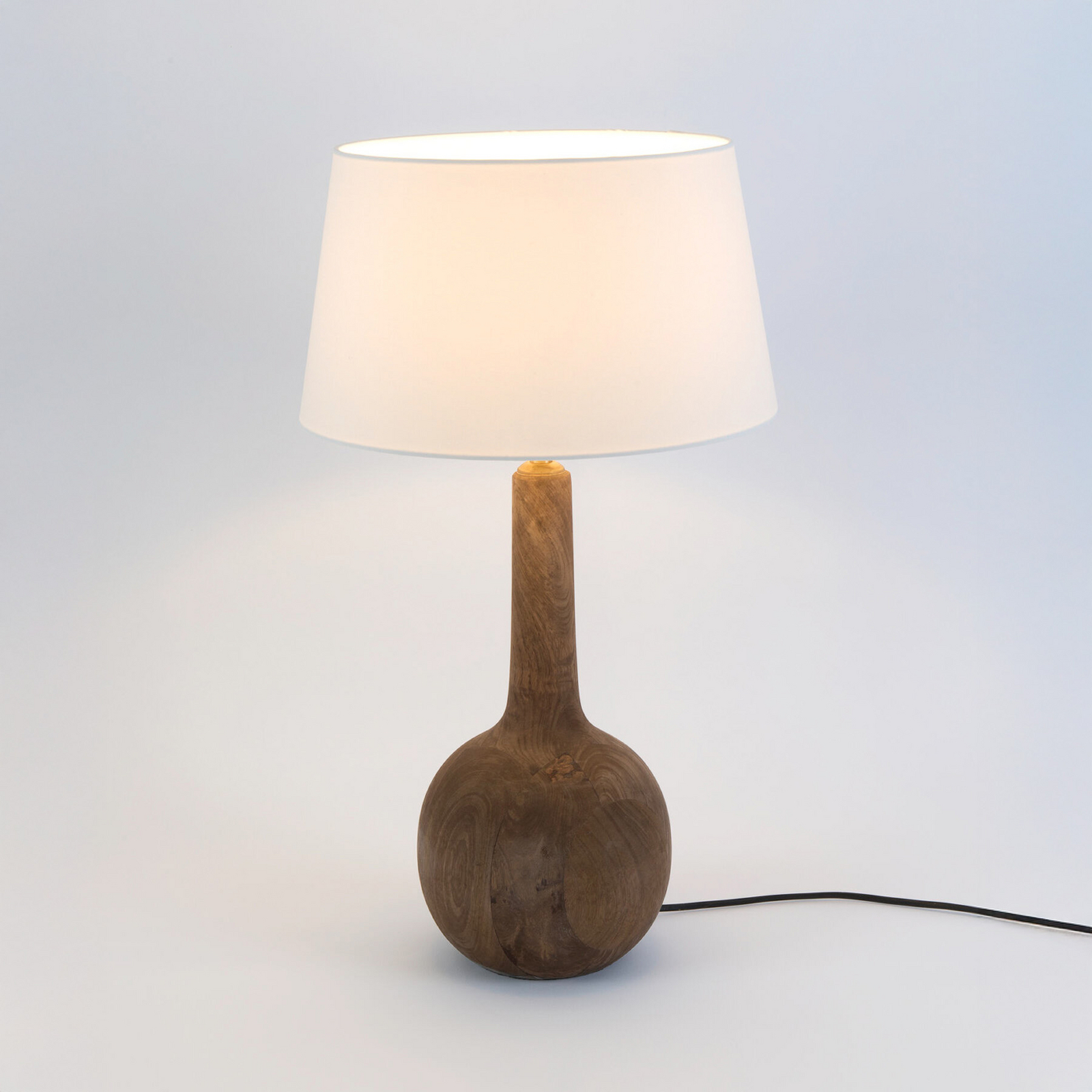 Bordlampe VEZZANA, natur/écru, høyde 47 cm, mangotre, E27