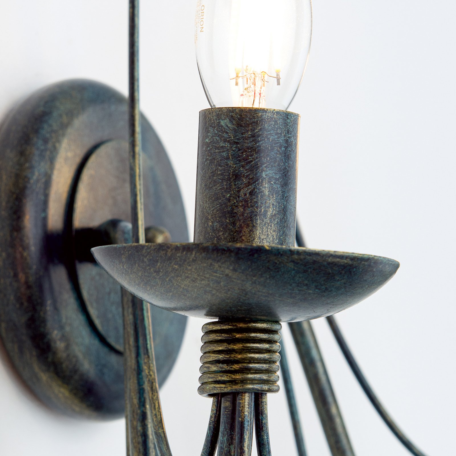 Wall light Vela, 2-bulb, black-green antique