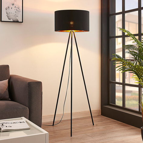 Trebent textilgolvlampa Folke, svart