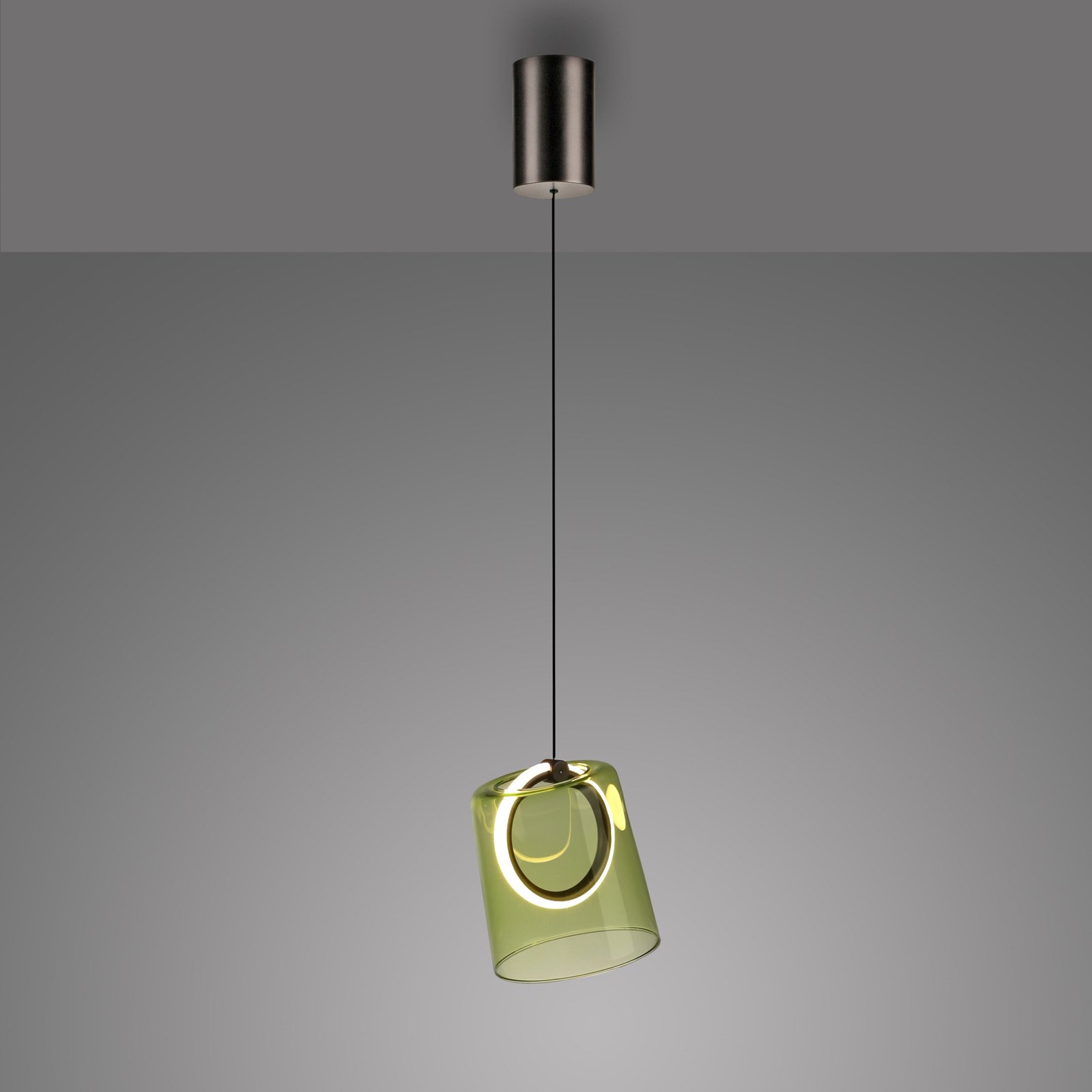 Paul Neuhaus LED hanglamp Zula, groen, Ø 15 cm, glas