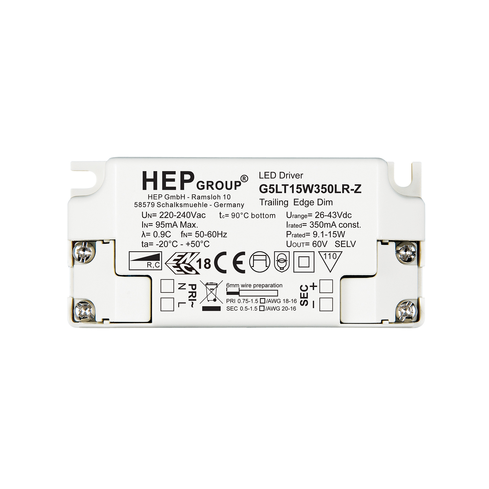 LED driver G6LT, 15 W, 350 mA, dimmable, CC