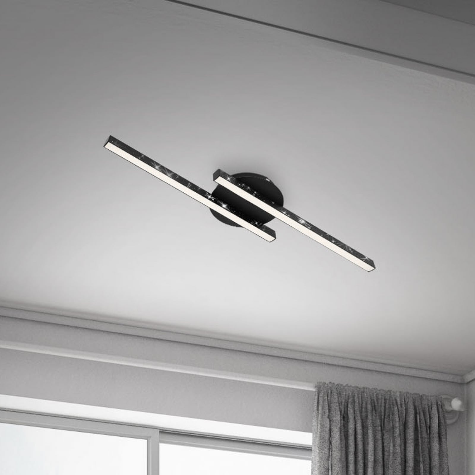 Plafón LED Rey con efecto purpurina, 2 luces