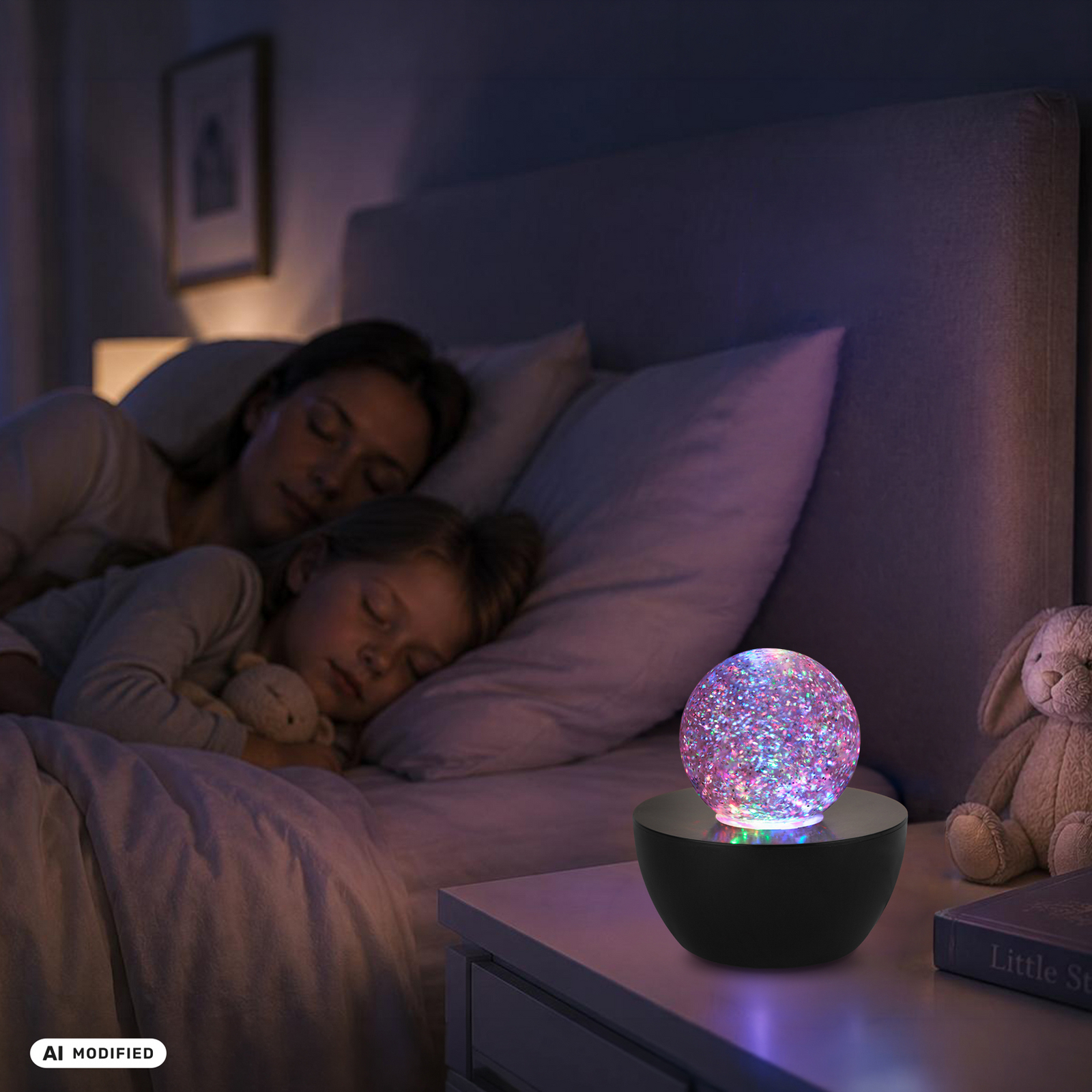 Lampa stołowa LED „Glitter”, czarna/przezroczysta, RGB, średnica 12 cm Lampa stołowa LED „Glitter”, czarna/przezroczysta, RGB, średnica 12 cm