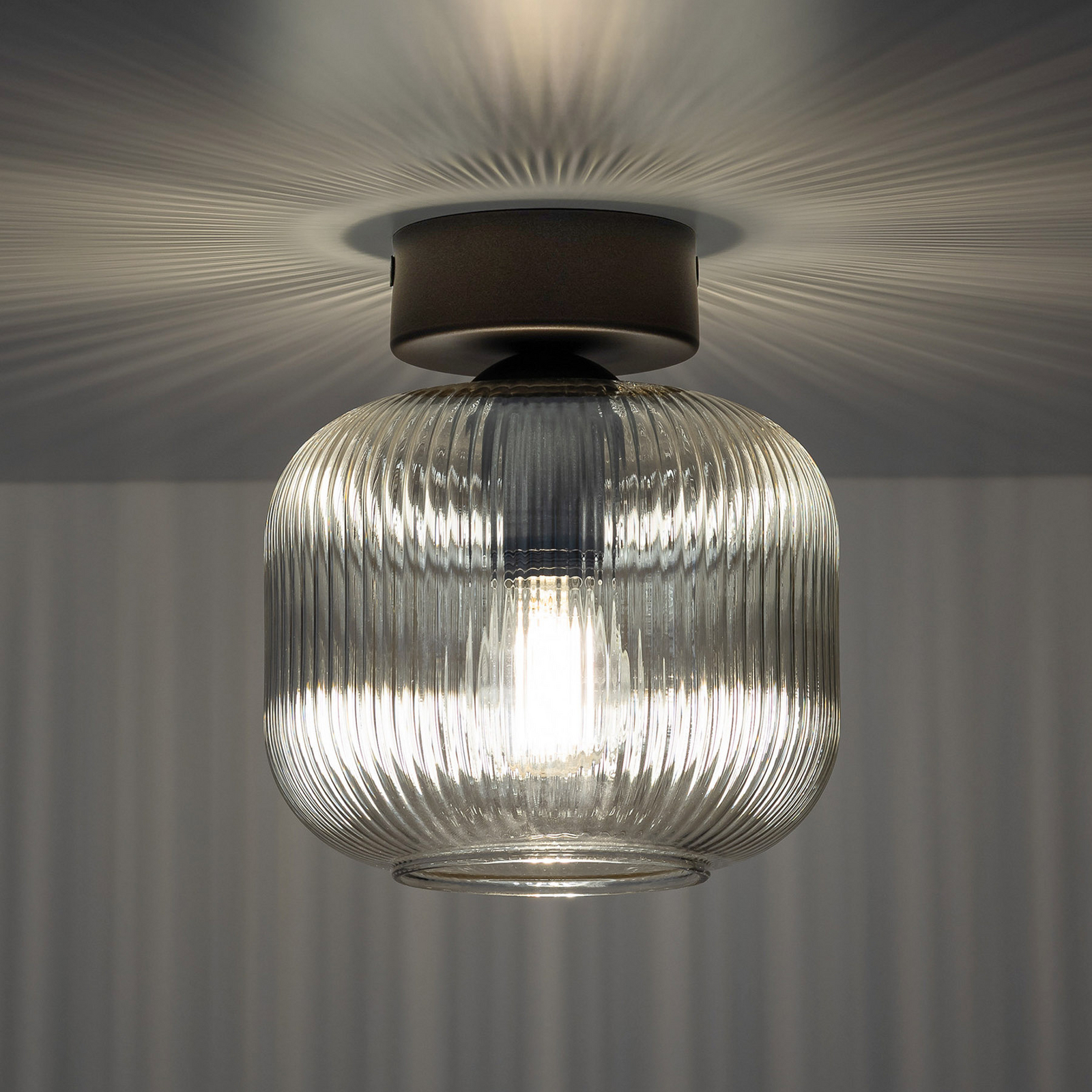 Plafonnier Salvia, marron/cognac, verre, Ø 15 cm, E14