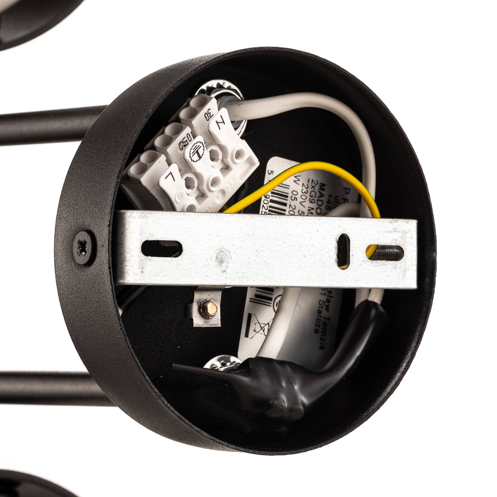 Lampa sufitowa Mado ze stali, czarna, 2-punktowa