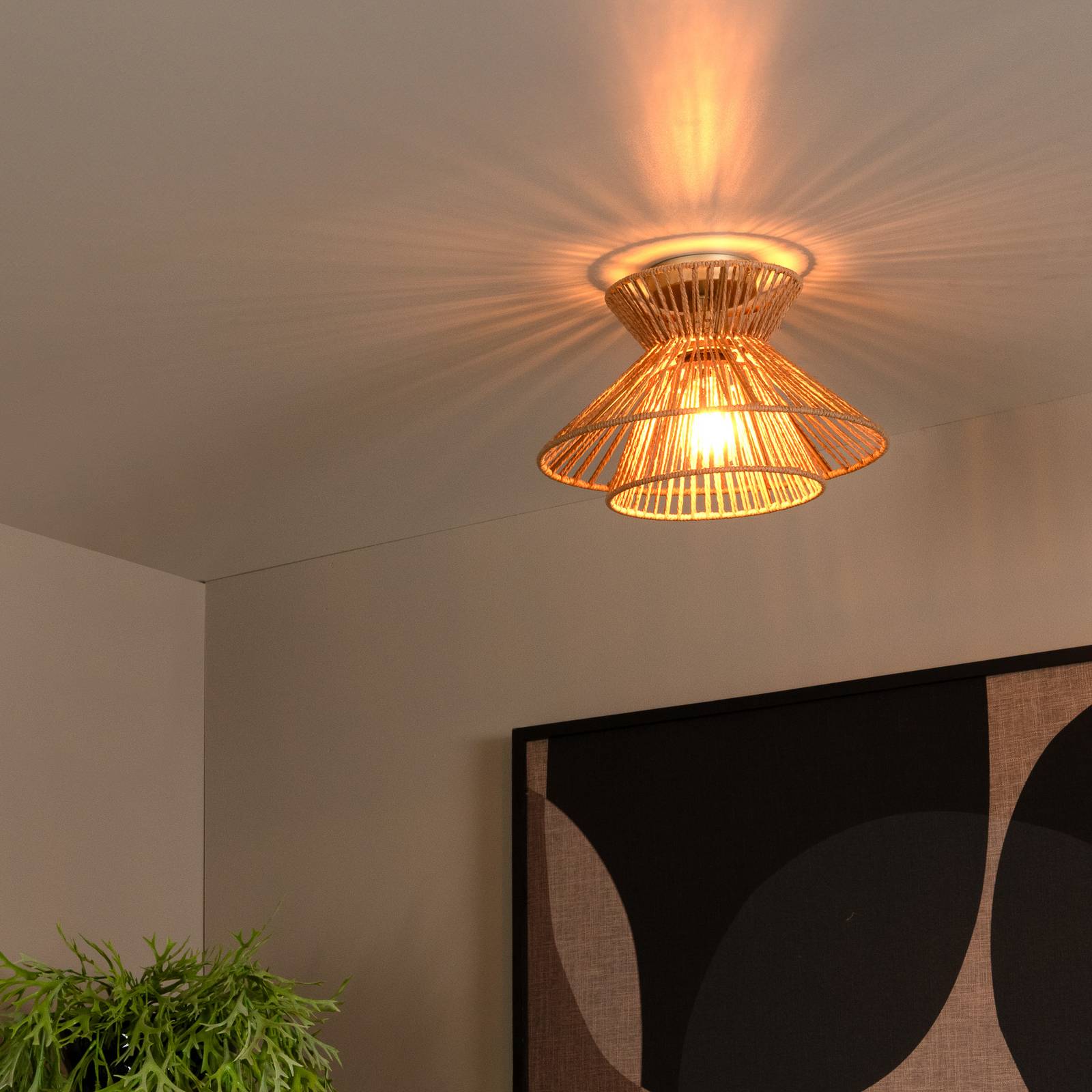 Lucide Plafondlamp Tasman, Ø 32 cm, naturelkleurig, papier