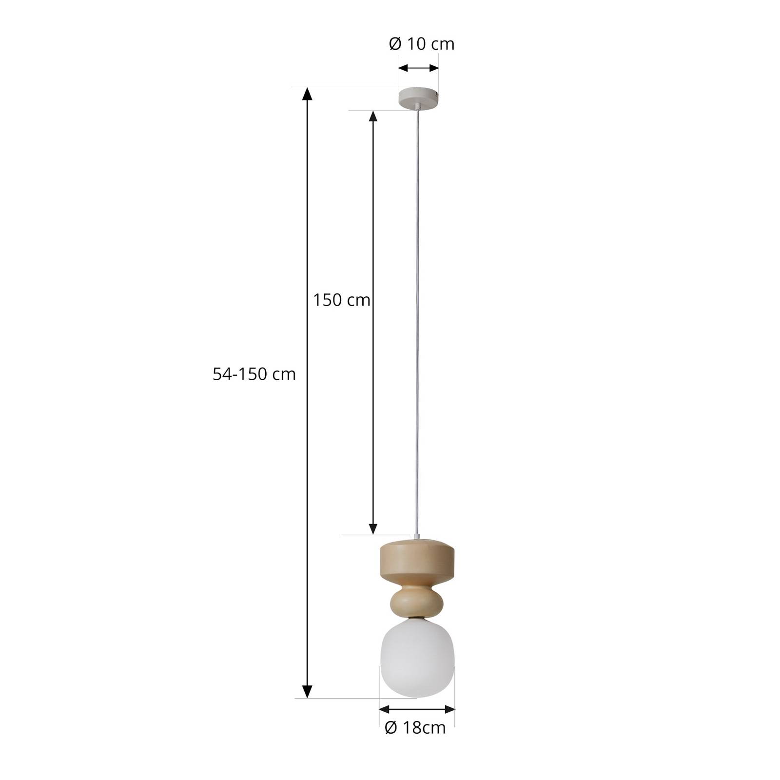 Lampa wisząca Lucande Fidelo, biały/żółty, szkło, ceramika, 18 cm