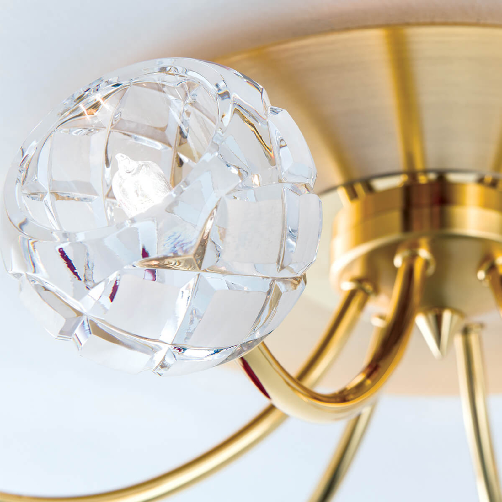 Loodkristal-plafondlamp Maderno, goud, 57cm