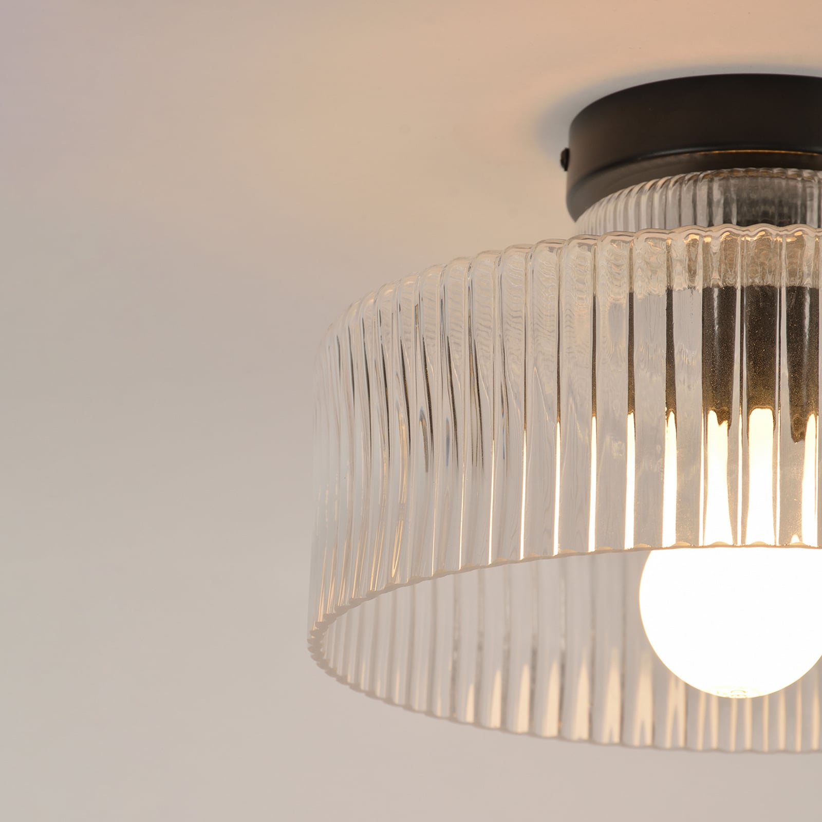 Lampa sufitowa Lorenzo, przezroczysta/czarna, Ø 28 cm, szkło