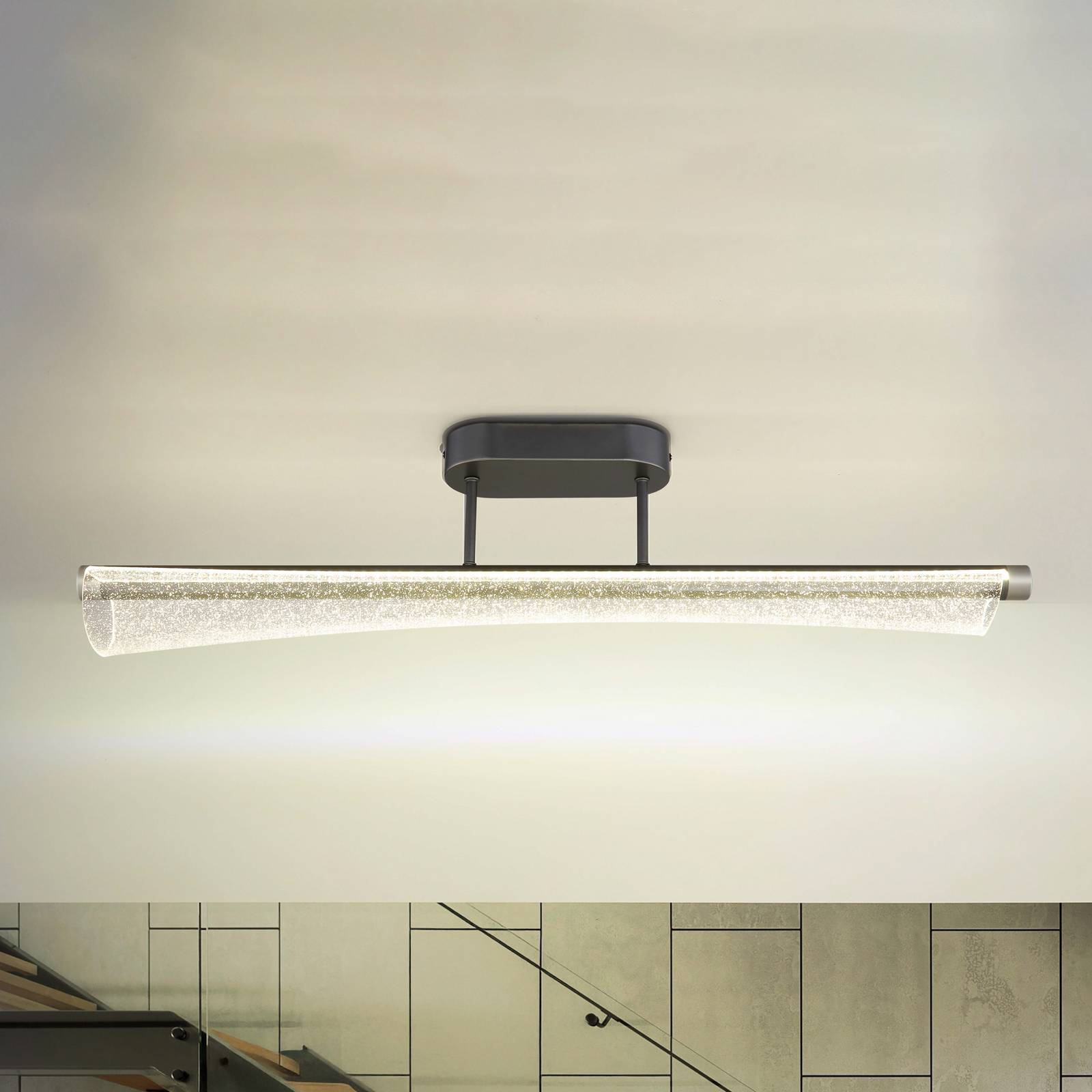 Globo Malinda Led Ceiling Lamp, Clear/Anthracite, 81 Cm Long, Cct