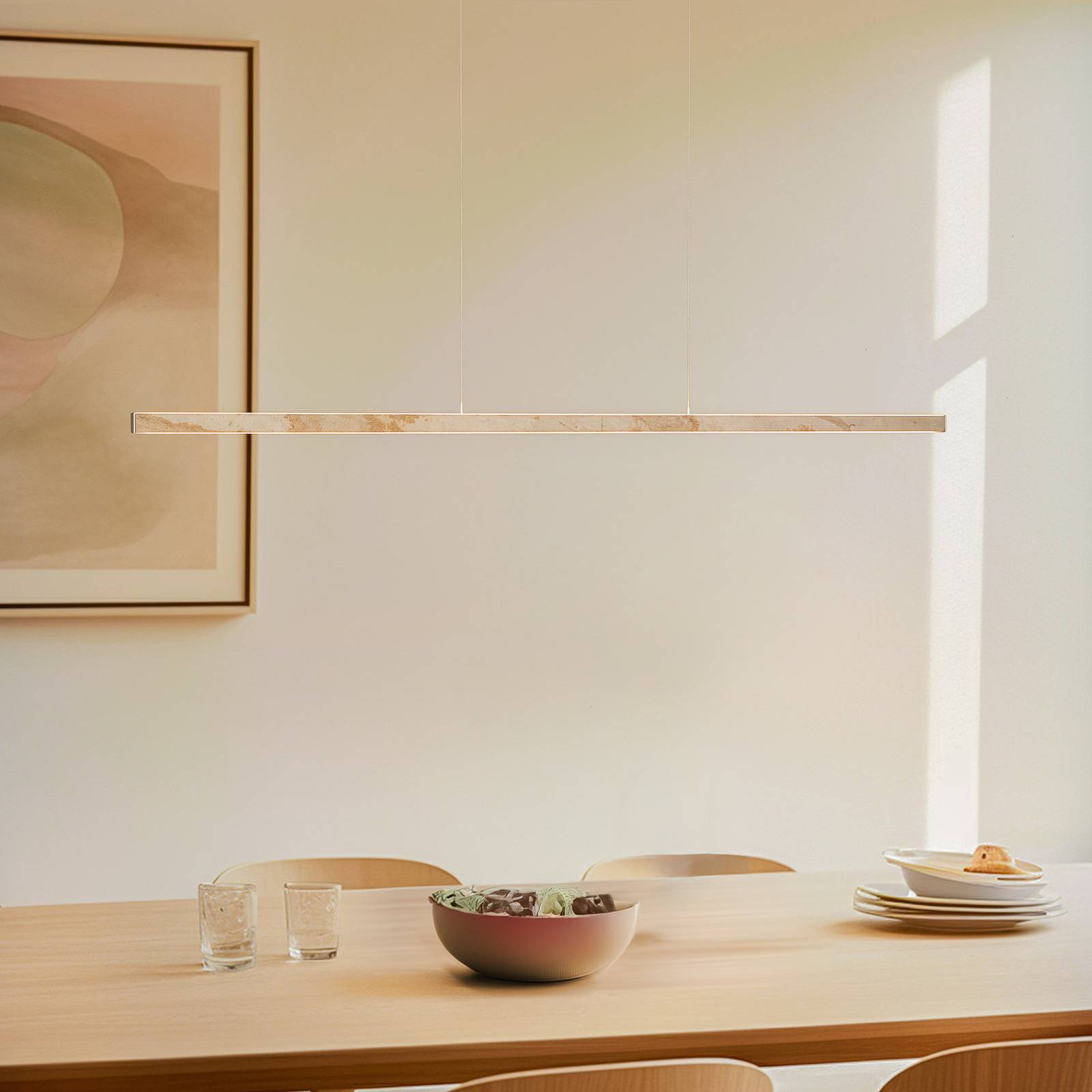 E-shop Quitani Zino LED závesné svetlo bridlicová béžová 144cm