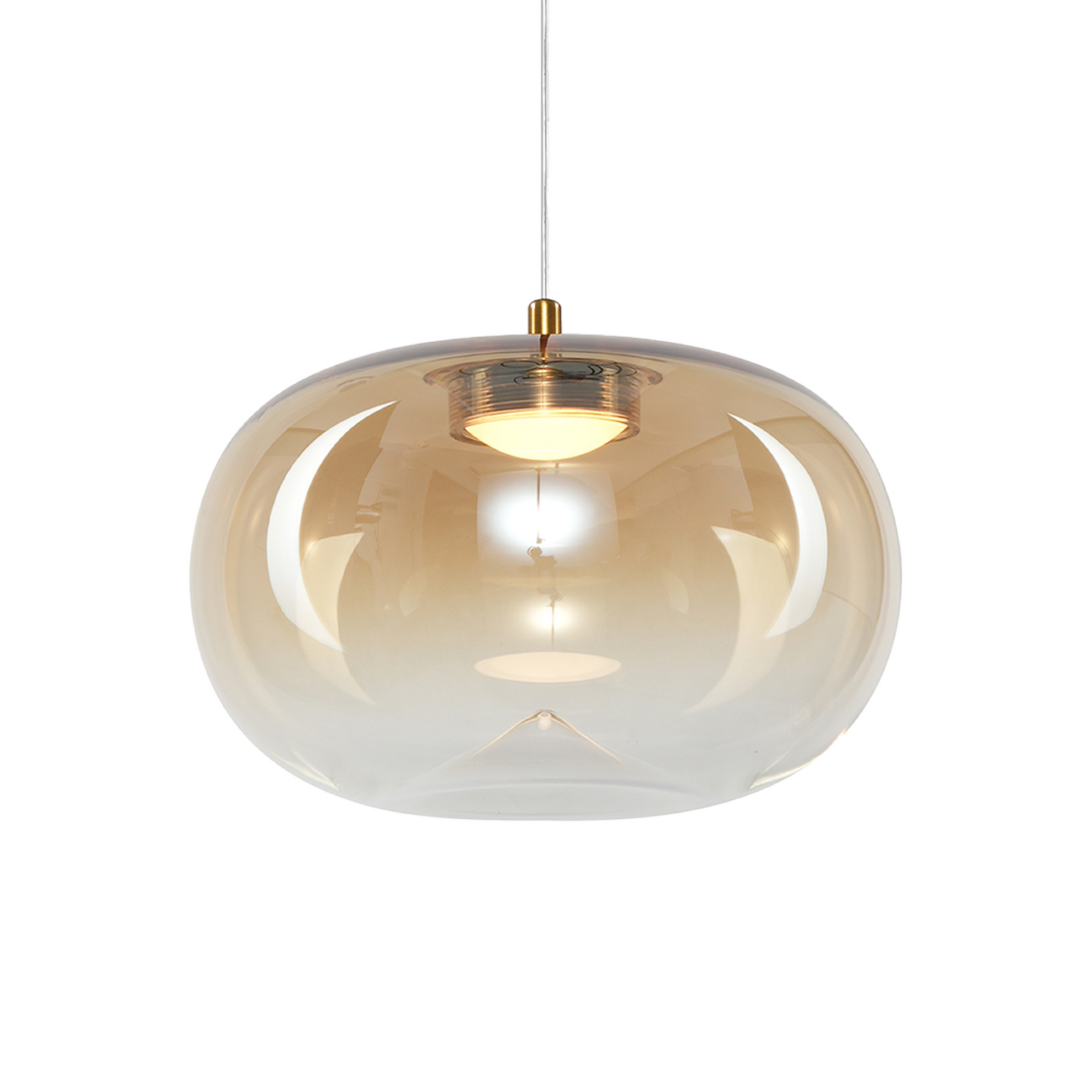 Suspension LED Vaso, couleur ambre, Ø 18 cm, verre