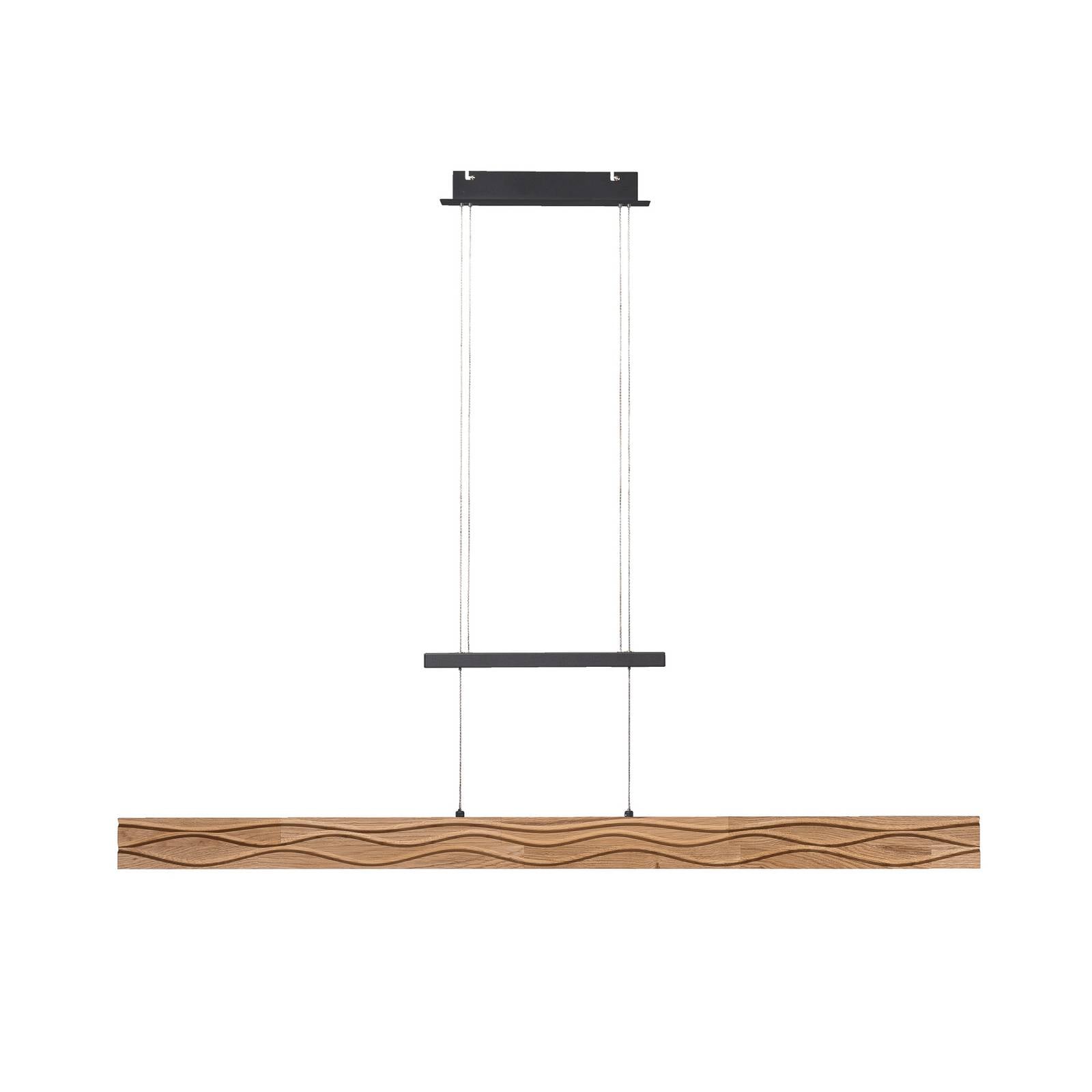 LED-Hängeleuchte Atacama, eiche/schwarz, Holz, Länge 116 cm