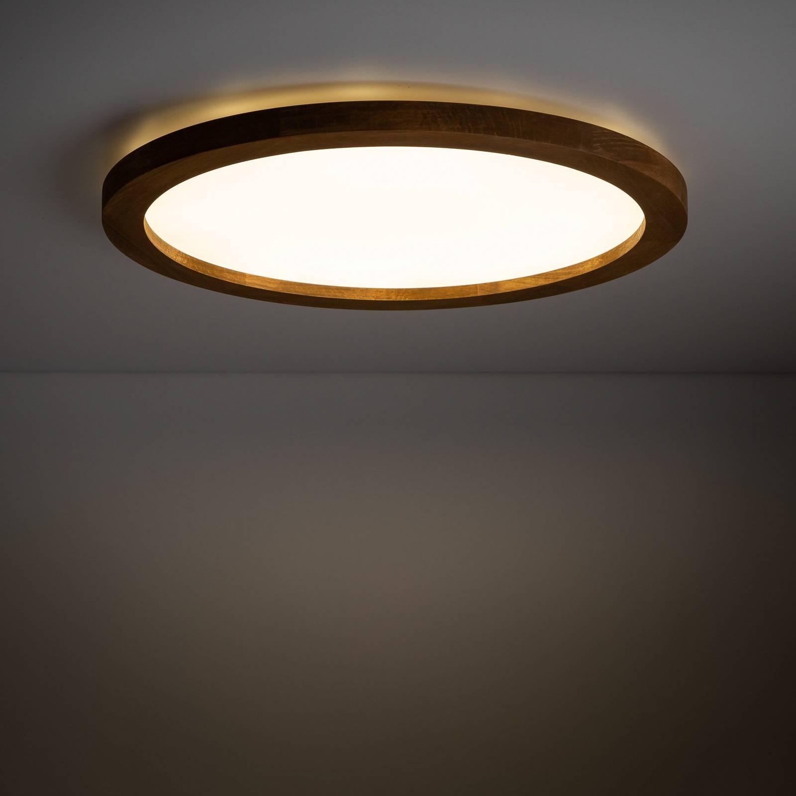 Panel LED Aqua, orzech, Ø 42,5 cm, 36 W
