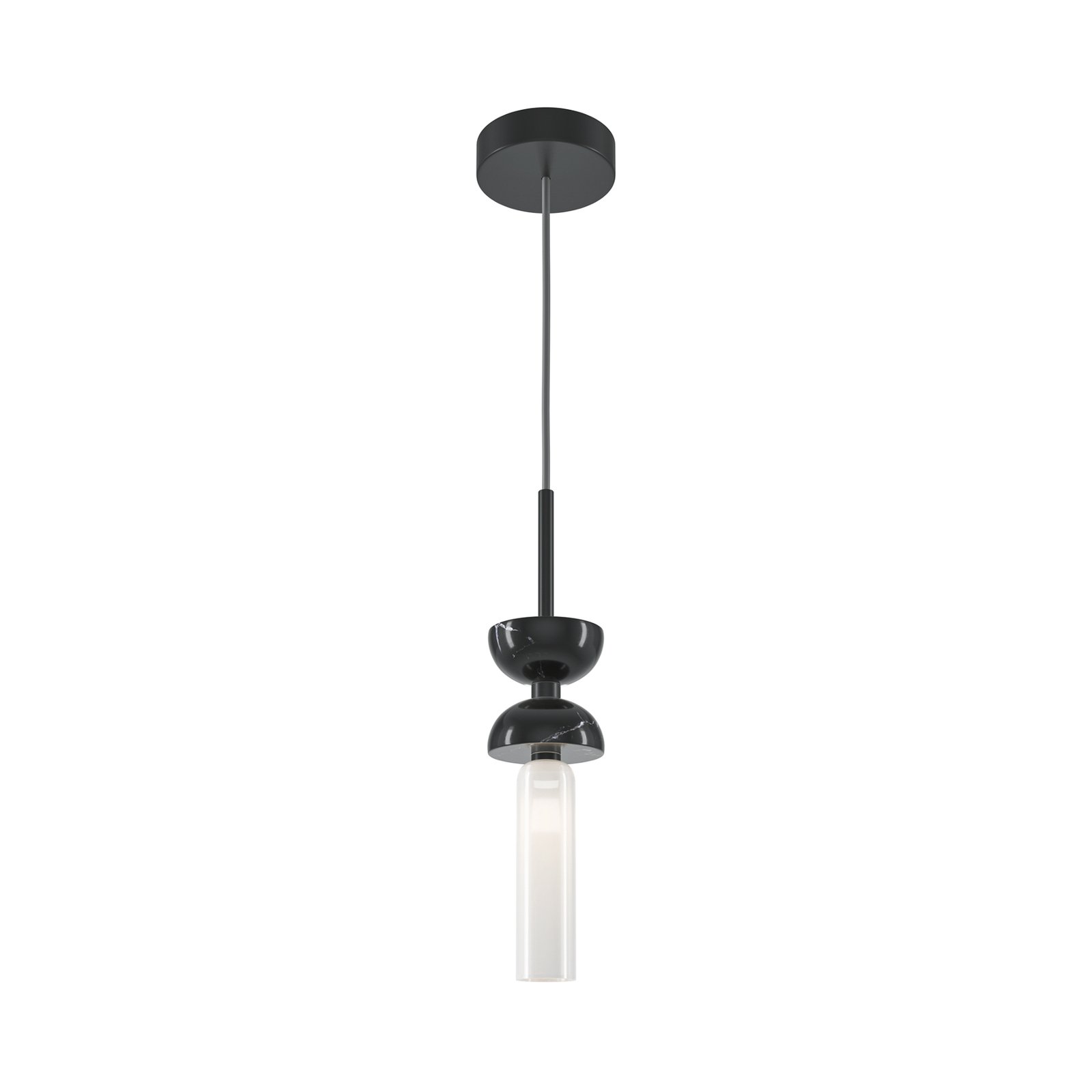 Maytoni pendant light Kyoto, black, Ø 10 cm, marble, glass