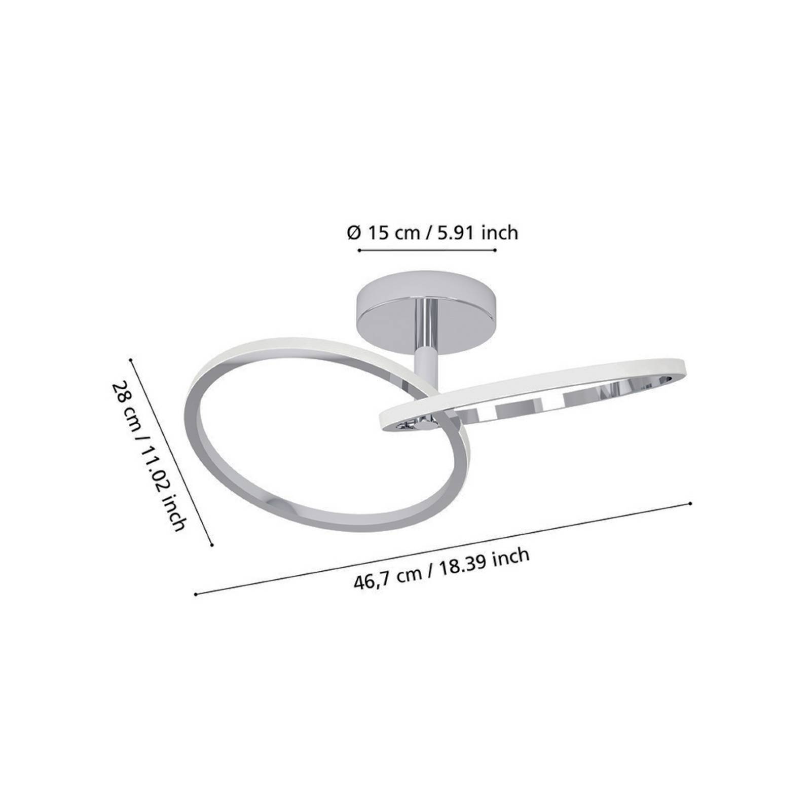 Lampa sufitowa LED EGLO CONGIUNTI, w kolorze chromu, 47 x 28 cm, CCT