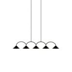 Globen Lighting Hängelampe CURVE 5, schwarz, 5-flg., 165 cm