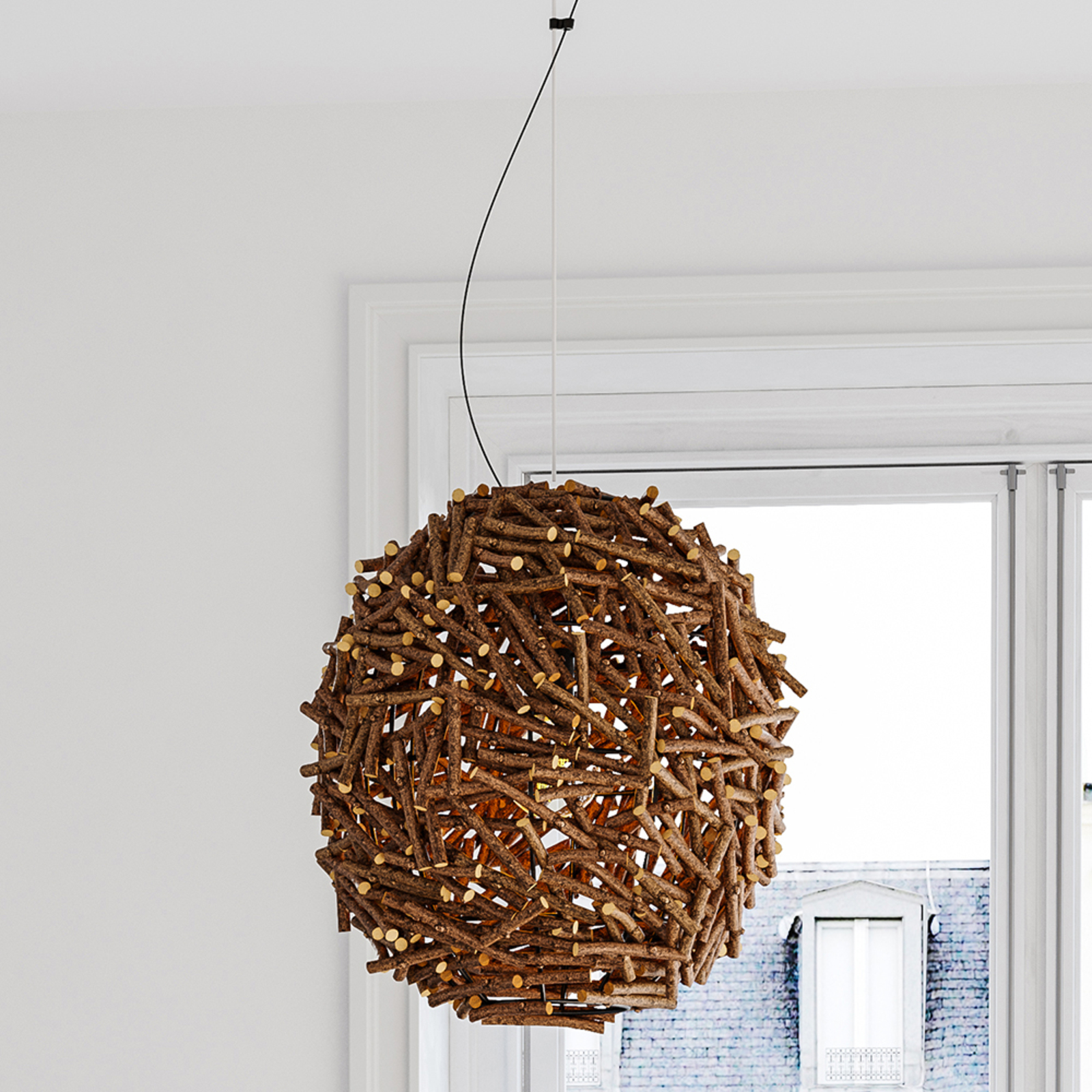 By Rydéns Cono hanging light made of wood, for Living / Dining Room, eucalyptus wood, E27, 40 W, energy efficiency: A++, H: 44 cm