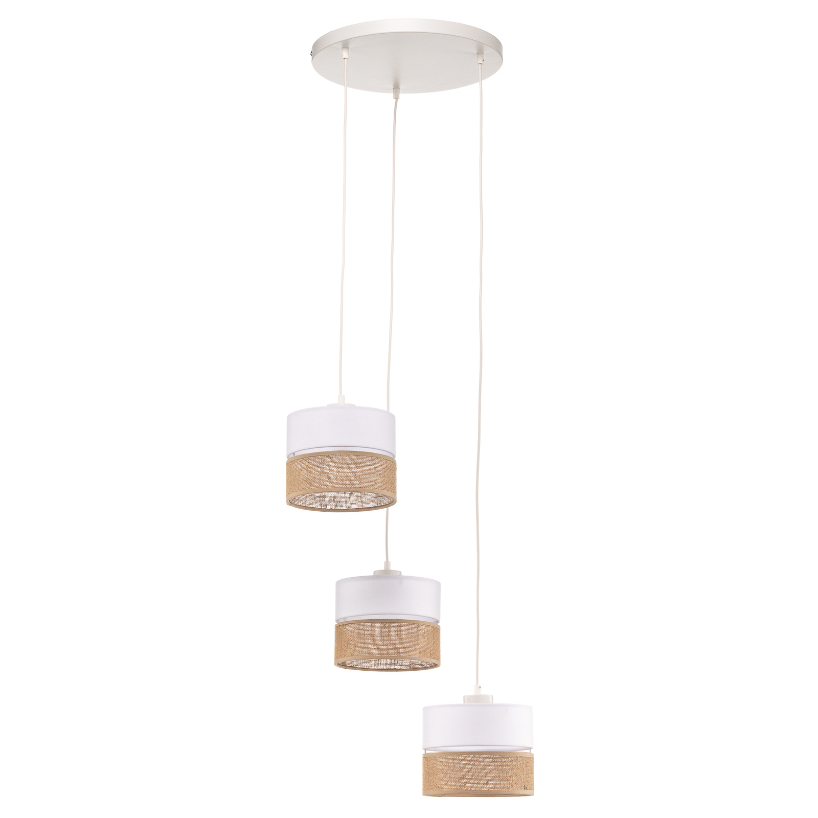 Linobianco hanging light, round, three-bulb