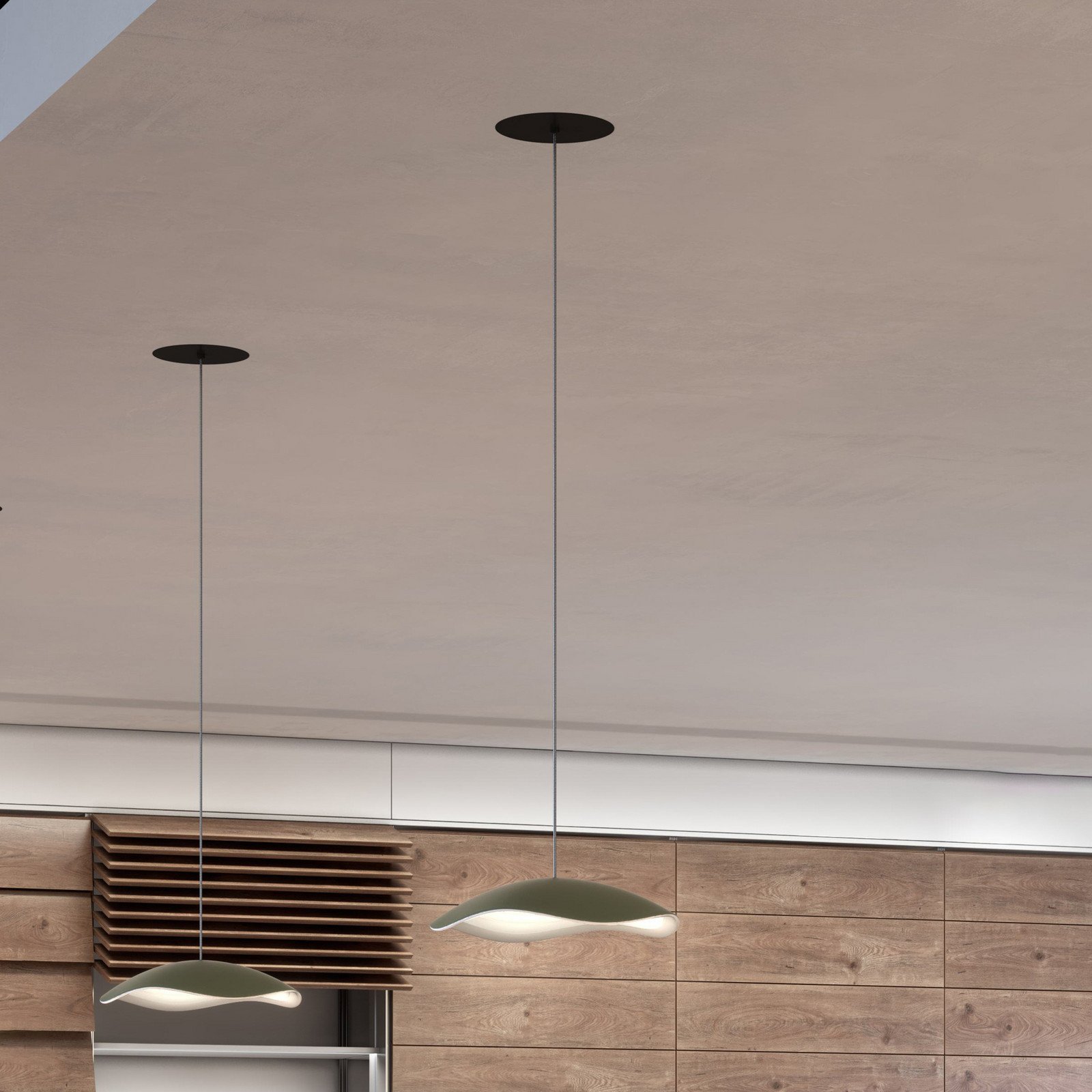 Lampă suspendată LED Bover Valentina S24 gri măsliniu/alb - Camera de zi / sufragerie - design - gri măsliniu alb - Aluminiu