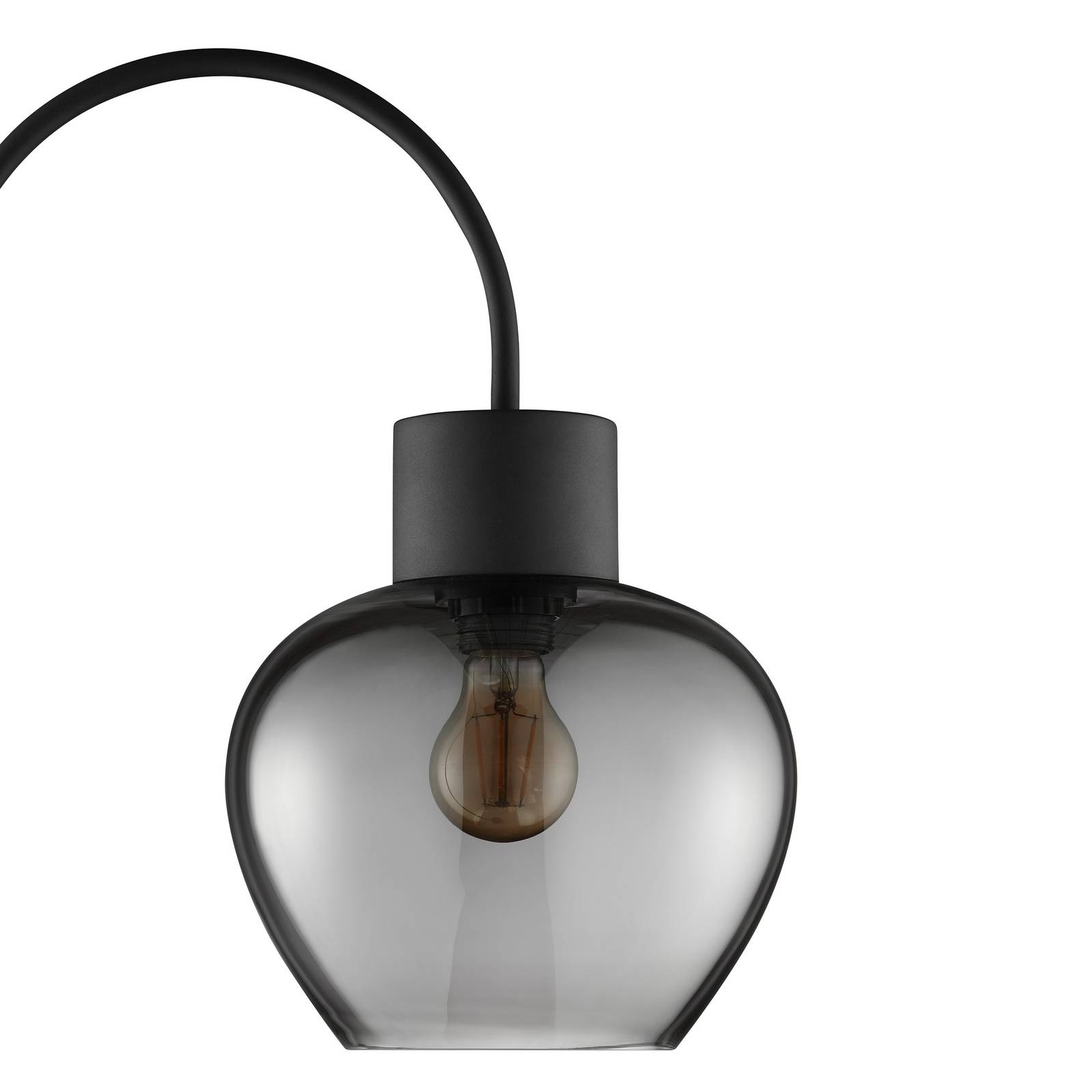 Lampa podłogowa Ligari, czarna/dymnoszara, wysokość 164 cm metal/szkło