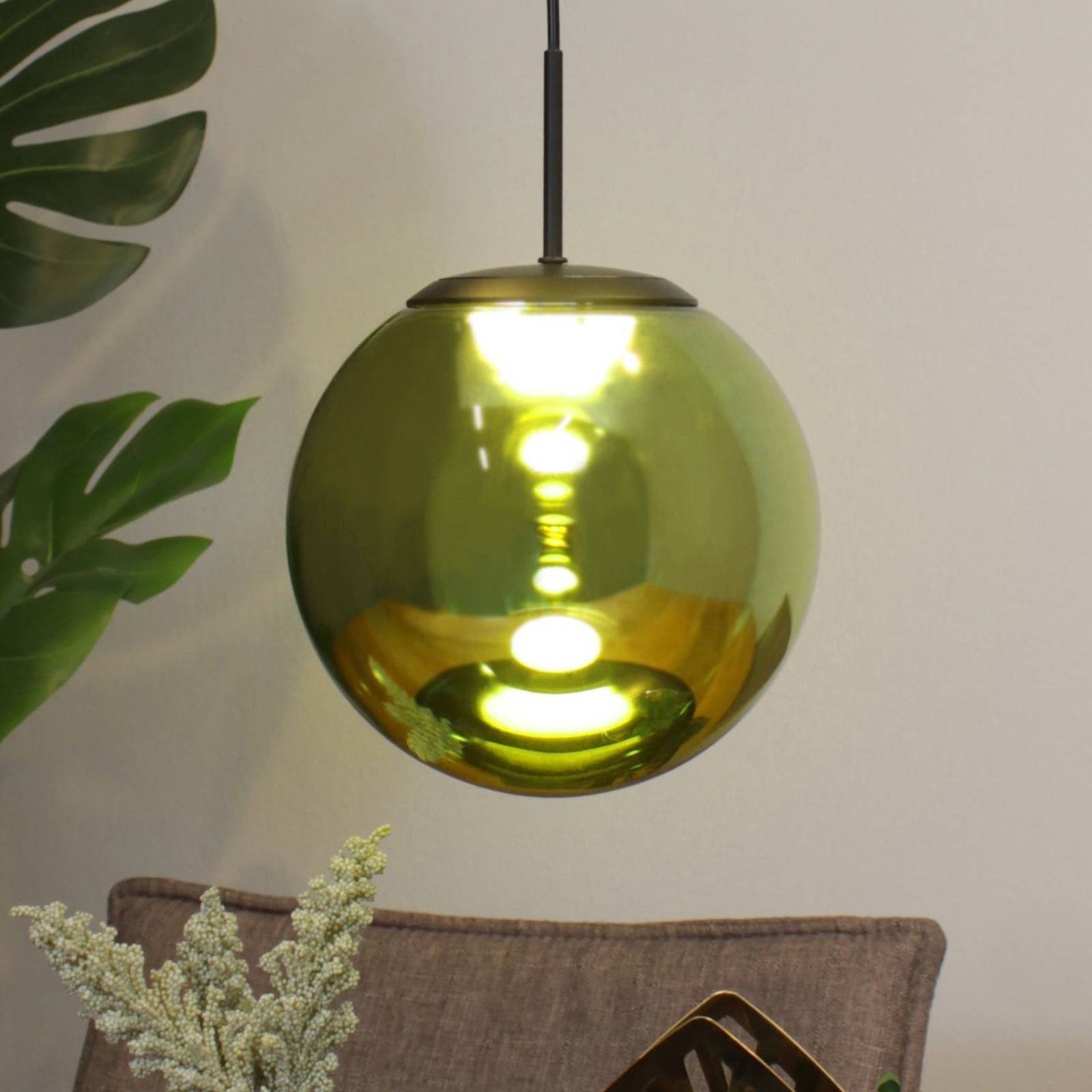 Eco-Light Suspension LED Altaïr vert Ø 15 cm verre 3.000 K