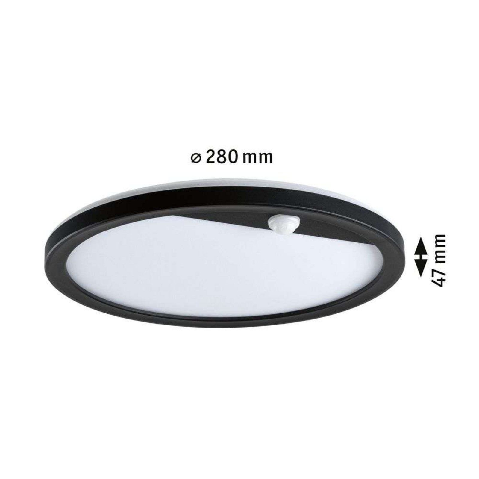 Lamina Aplică de Perete/Plafonieră de Exterior w/Sensor Round SWR Negru - Paulma