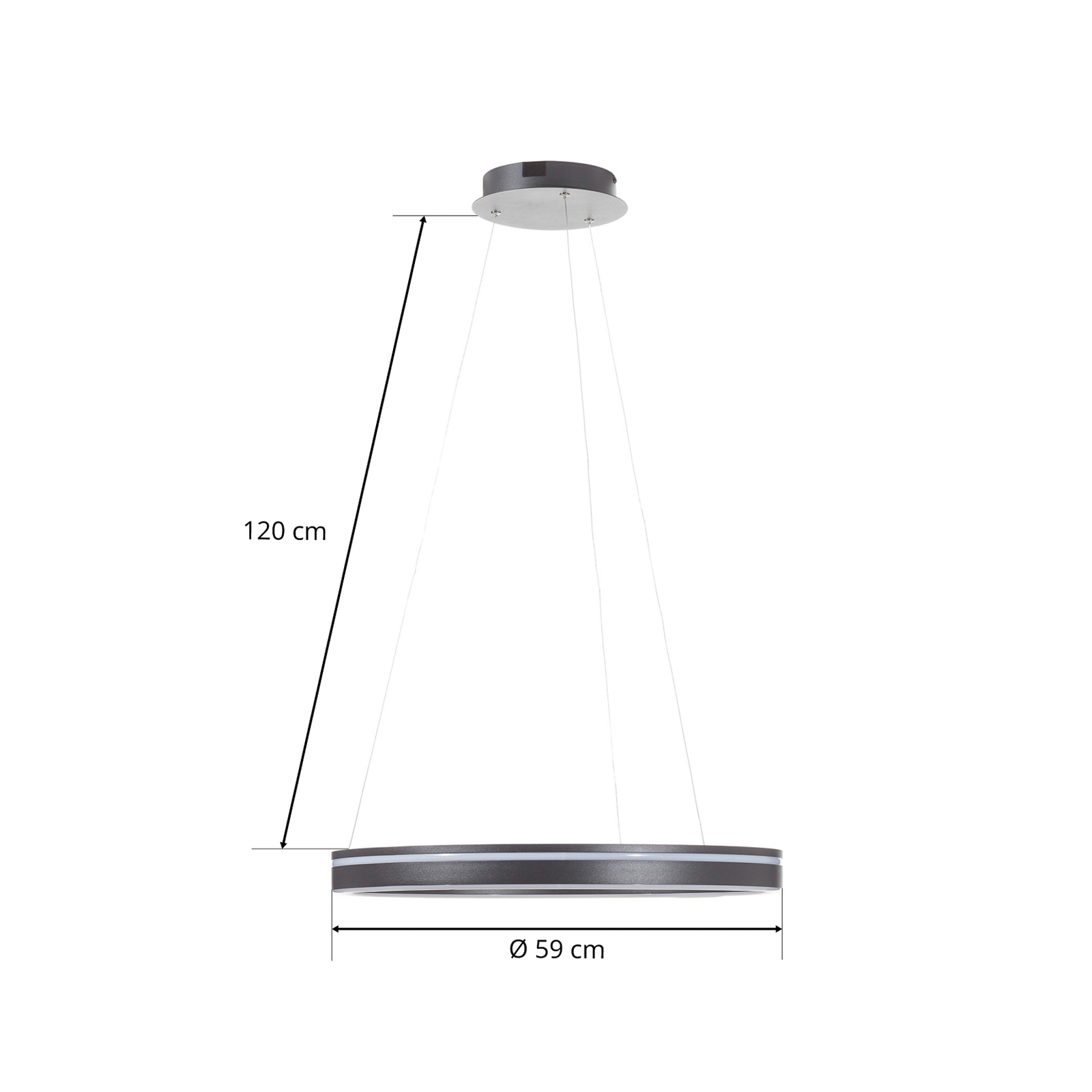 Paul Neuhaus Q-VITO LED-hengelampe 59 cm antracit