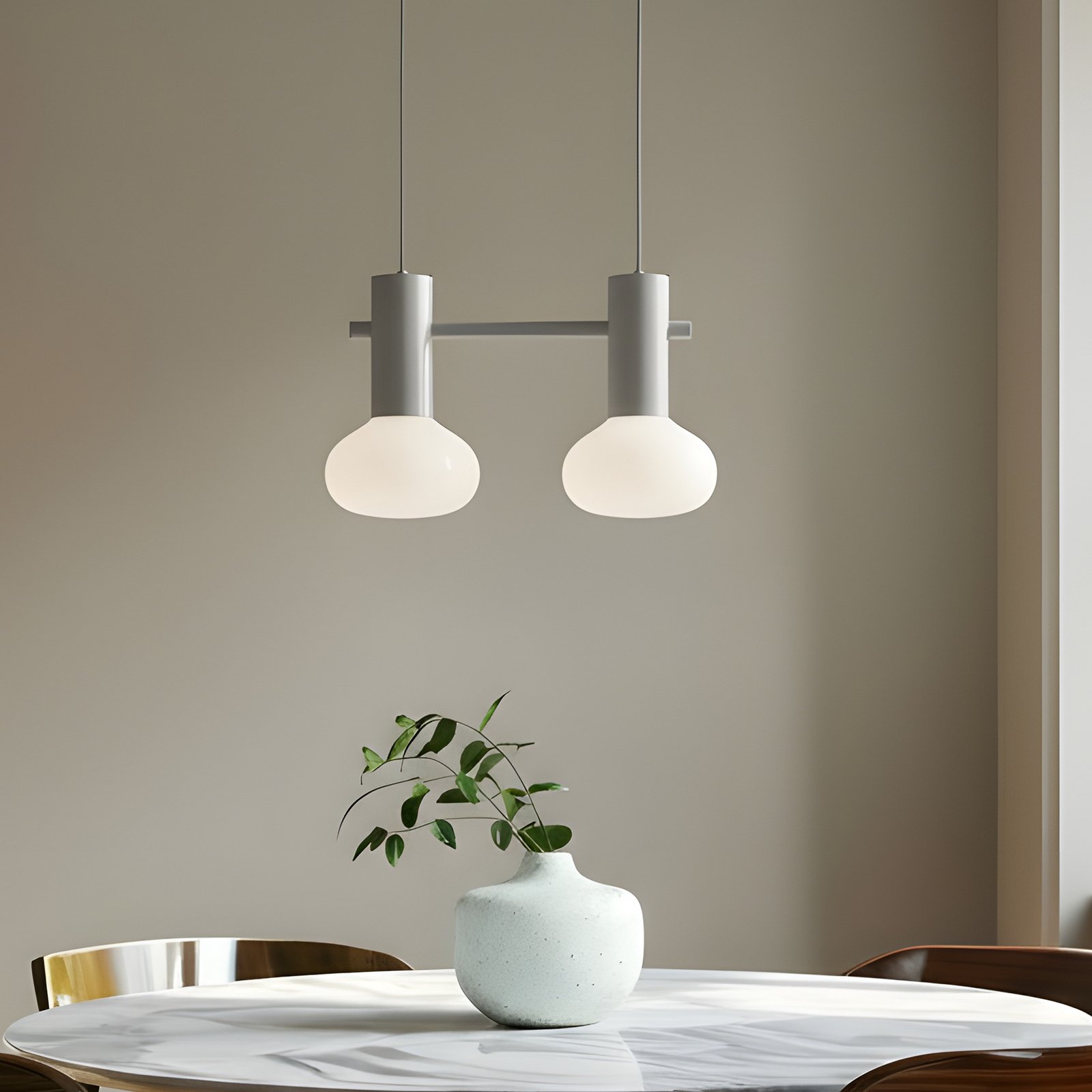 Hängeleuchte Flo, grau, 2-flammig, Glas Hängeleuchte Flo, grau, 2-flammig, Glas