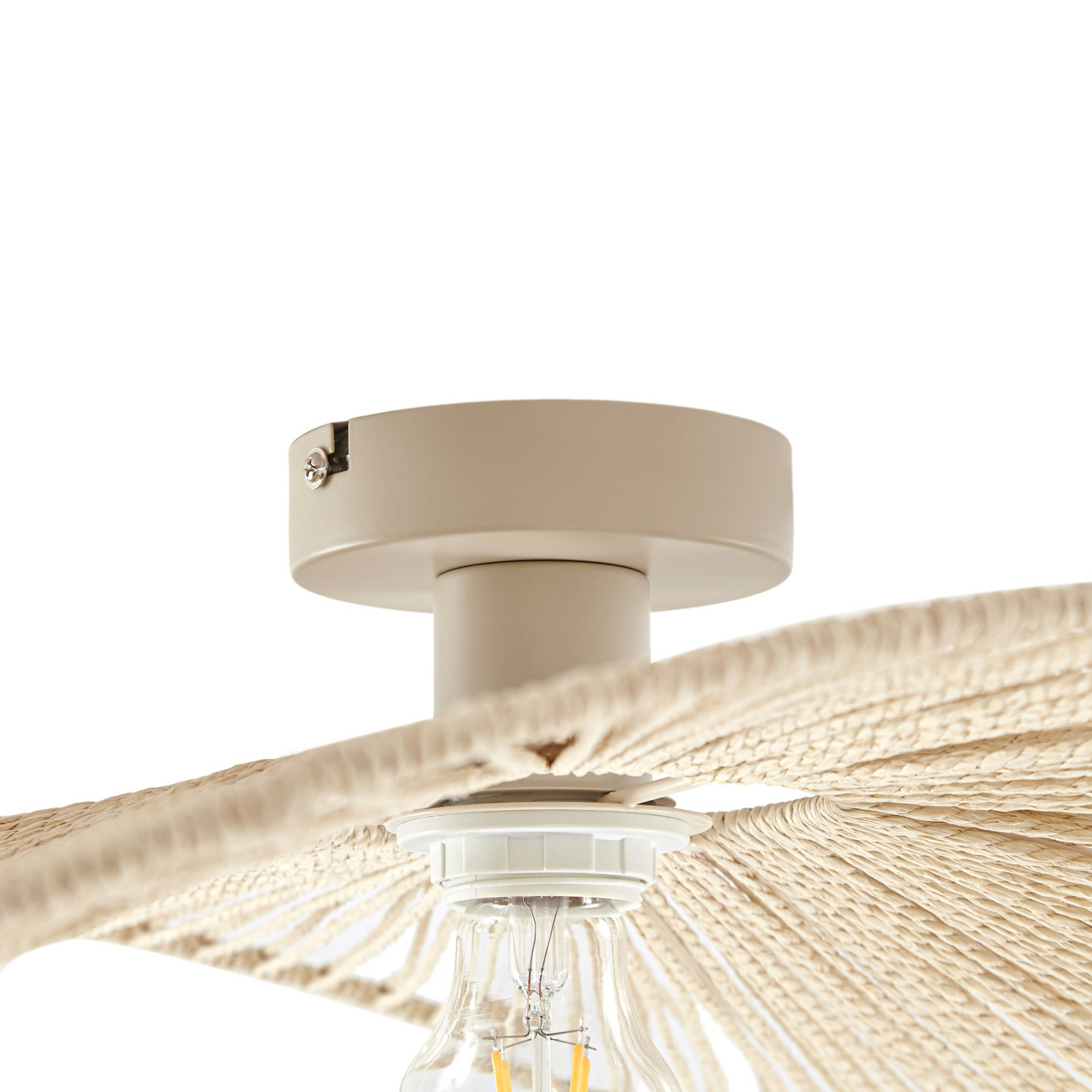 Plafonnier Valdorin, beige, 75 cm x 50 cm, papier, E27 - Lindby Plafonnier Valdorin, beige, 75 cm x 50 cm, papier, E27 - Lindby