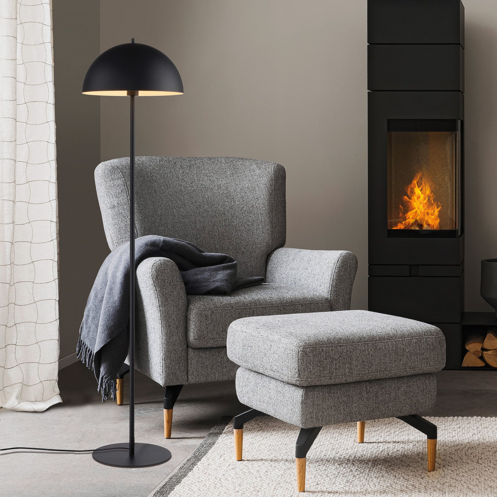 Schöner Wohnen Ali floor lamp, black, iron, E27 Schöner Wohnen Ali floor lamp, black, iron, E27