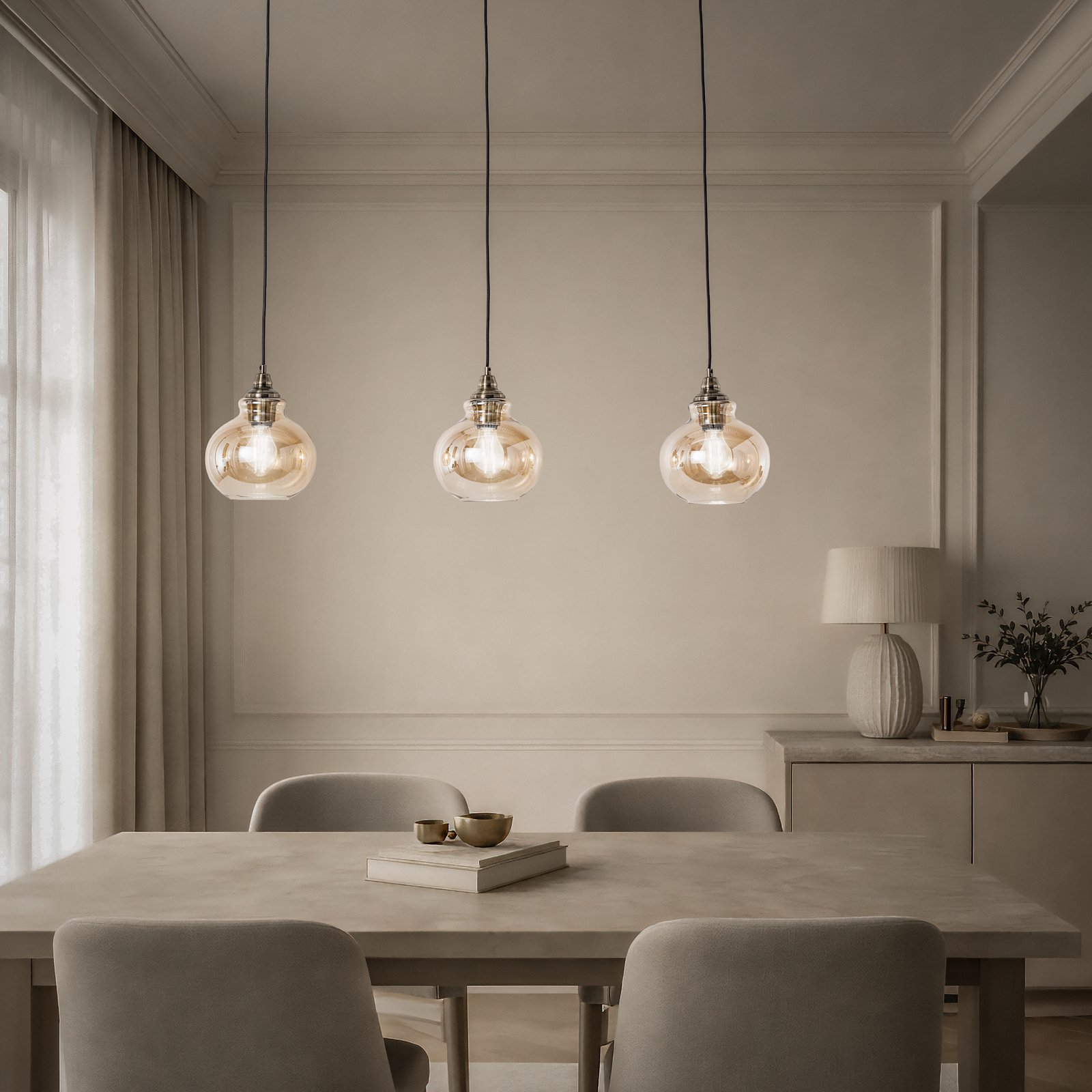 Tymoni Závěsné Světlo Amber/Wood - Lindby