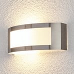 Lindby Außenwandlampe Raja, 25cm breit, Edelstahl, IP44, E27