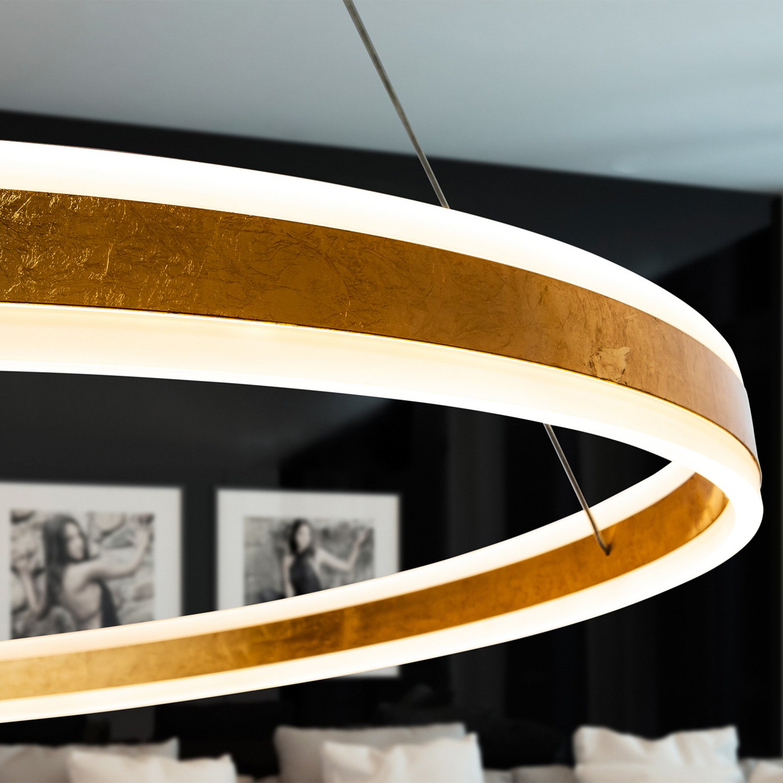 Helia LED piekaramais gaismeklis, zelta krāsā, Ø 100 cm, metāls