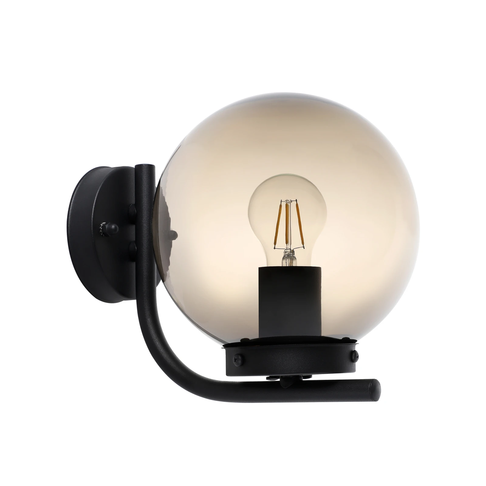 Āra sienas lampa „Taverna“, melna/brūna, izvirzījums 27 cm