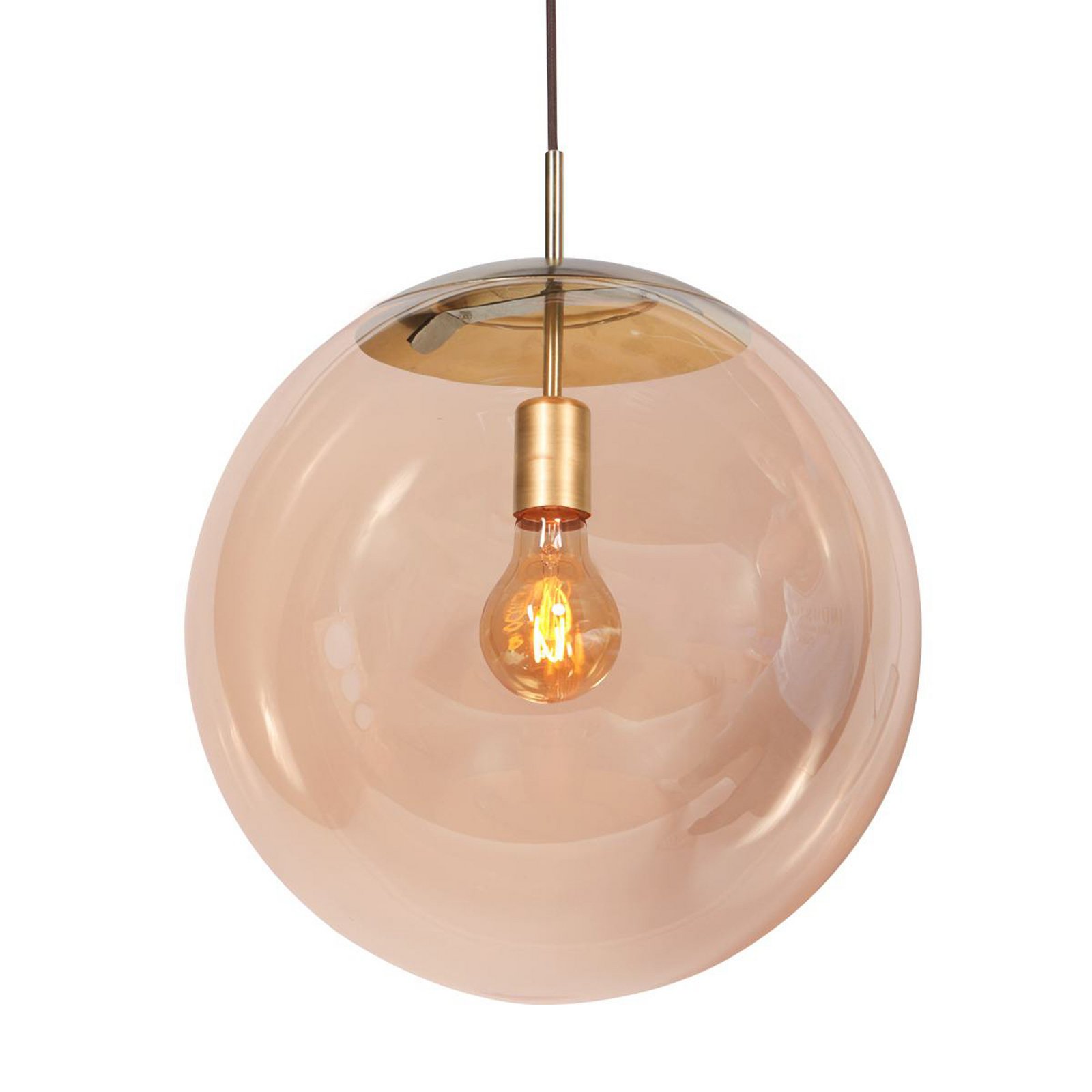 Bollique pendant light, brass, Ø 40 cm, glass, 1-bulb, ball