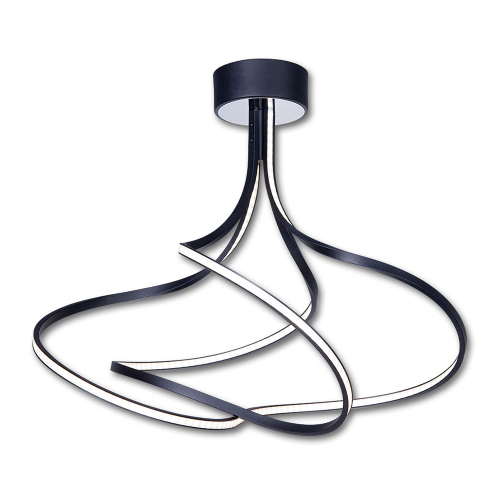 Lis Poland LED ceiling lamp Lungo black, 42 cm high, for Living / Dining Room, metal, plastic, 33 W, energy efficiency: A+, H: 47 cm