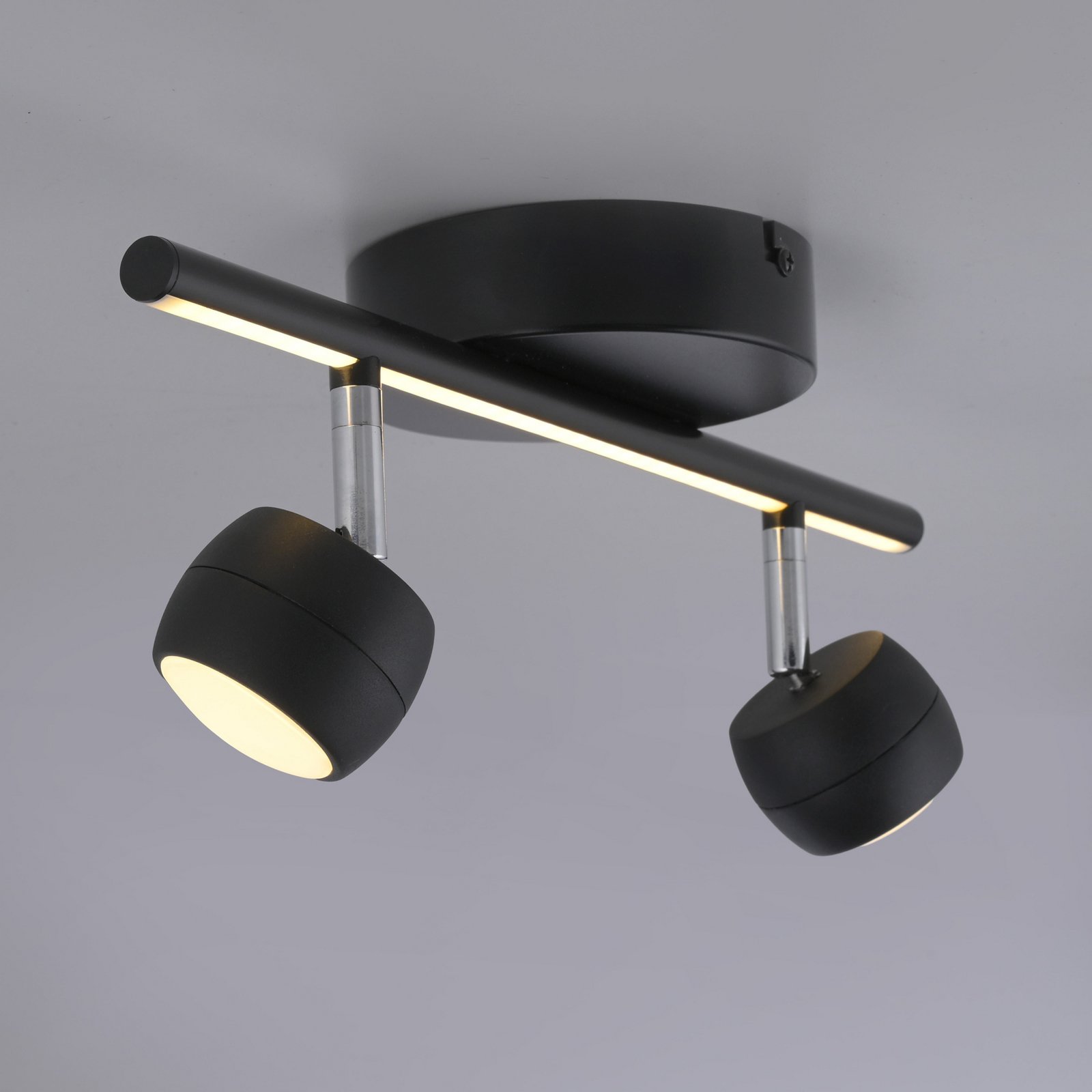 JUST LIGHT. LED-kattospotti Jarik, 2-osainen, musta, 3 000 K