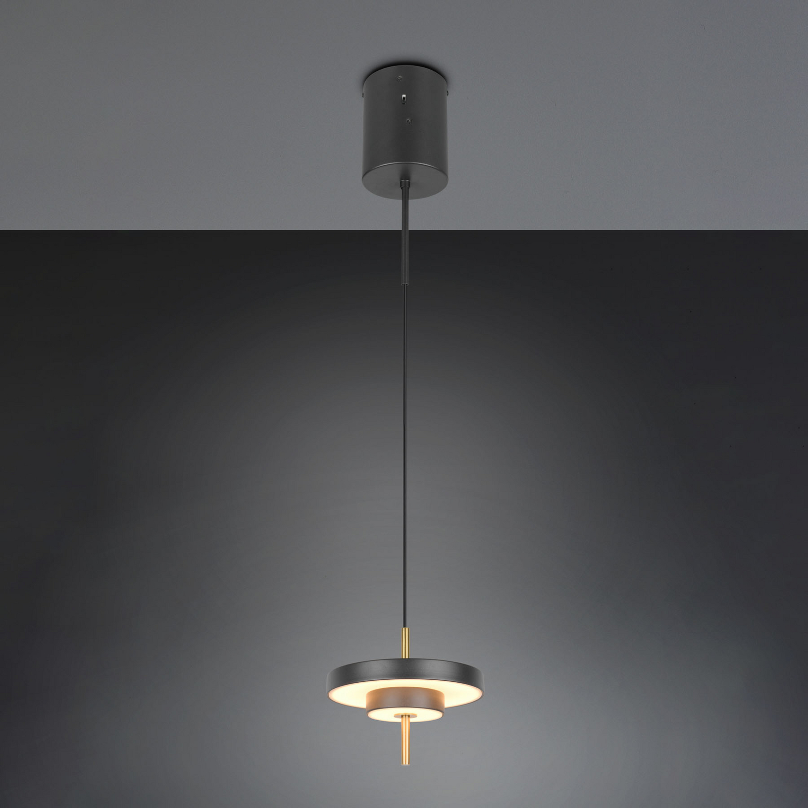 Candeeiro suspenso LED Keaton preto/dourado, Ø 20 cm Metal CCT Candeeiro suspenso LED Keaton preto/dourado, Ø 20 cm Metal CCT