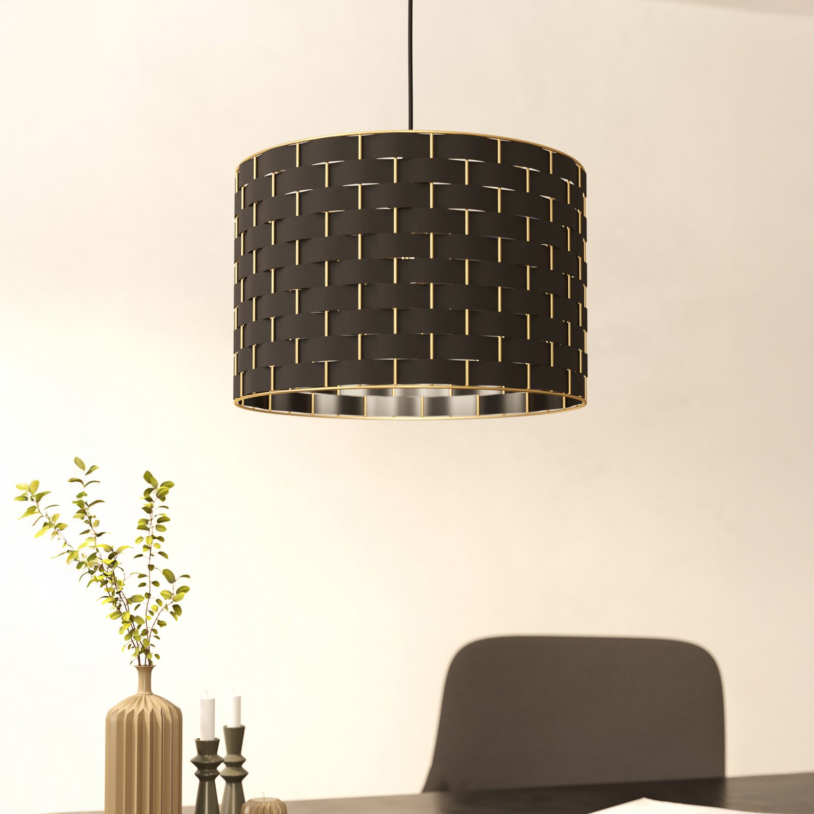 Lampă suspendată Marasales din material textil, Ø 38 cm