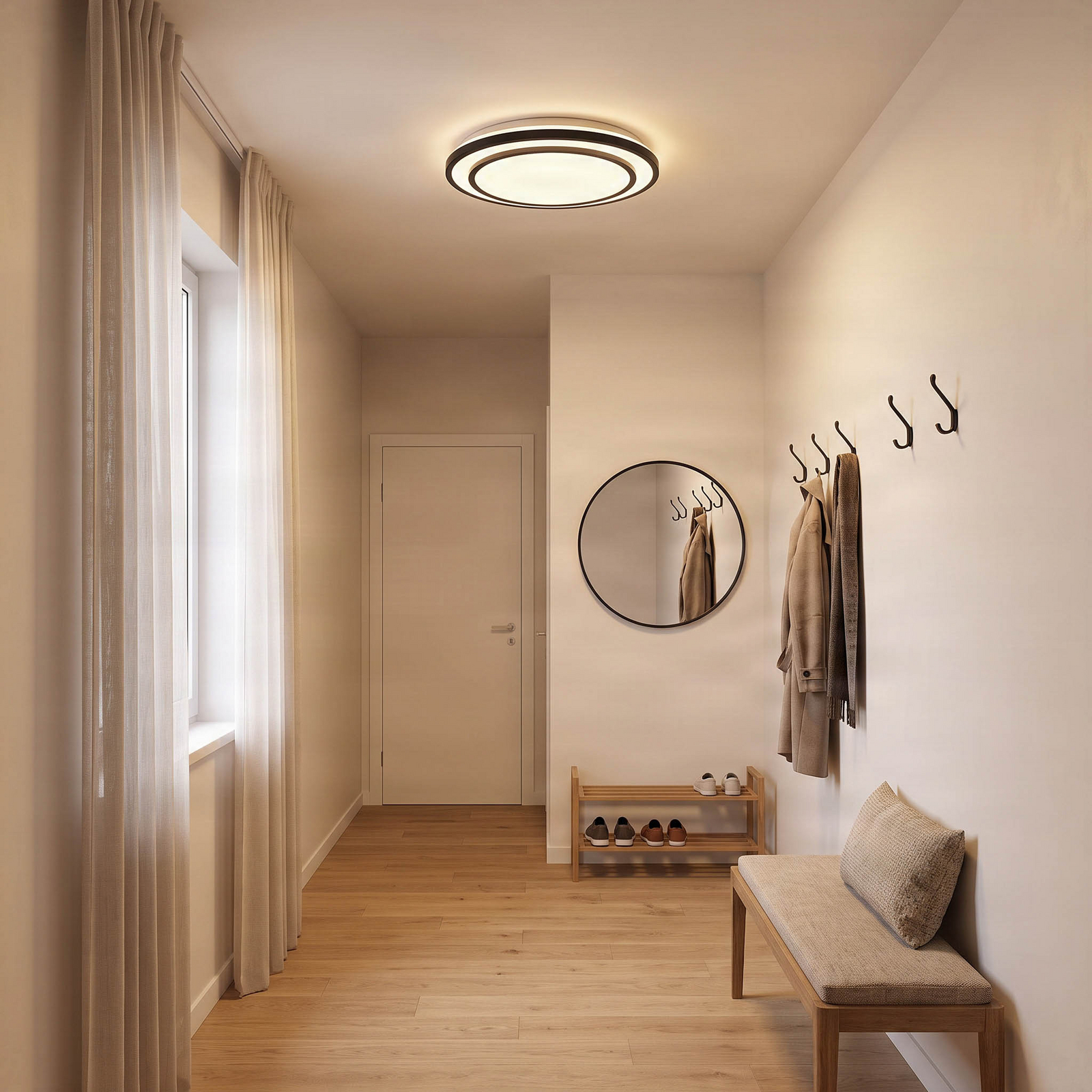 Lindby LED осветление за таван Essina, черно, метал, CCT, дим.
