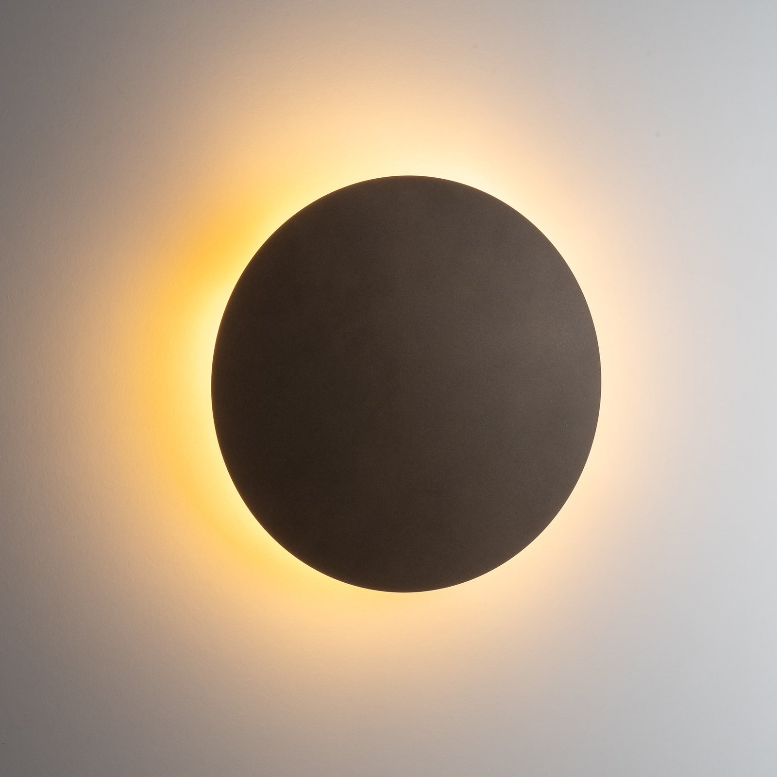 Luna wall light, brown, indirect light, Ø 30 cm, steel