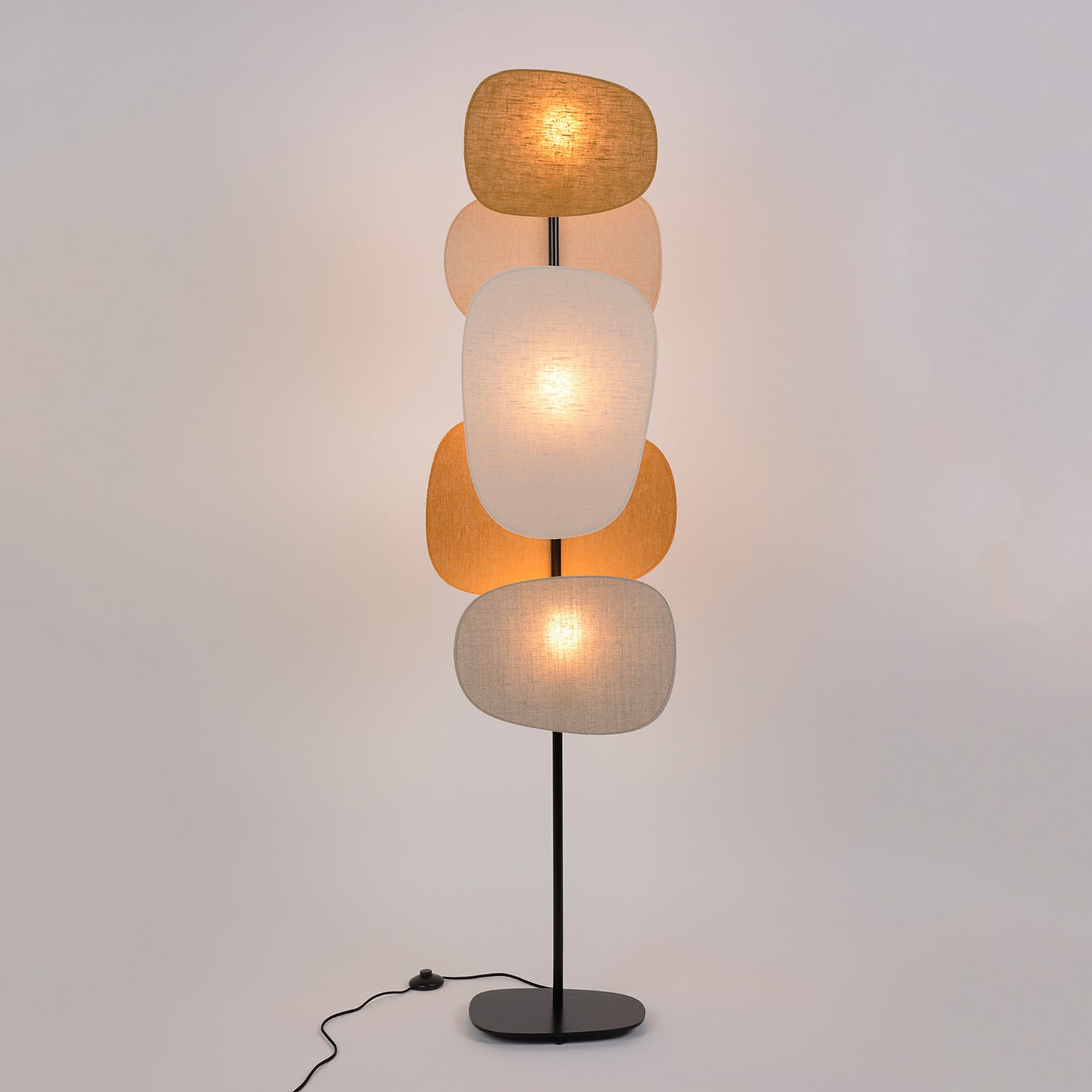 MARKET SET lampadar Screen 70s multicoloră in 174 cm - Camera de zi / sufragerie - Design - multicolor negru - Țesătură / Textil