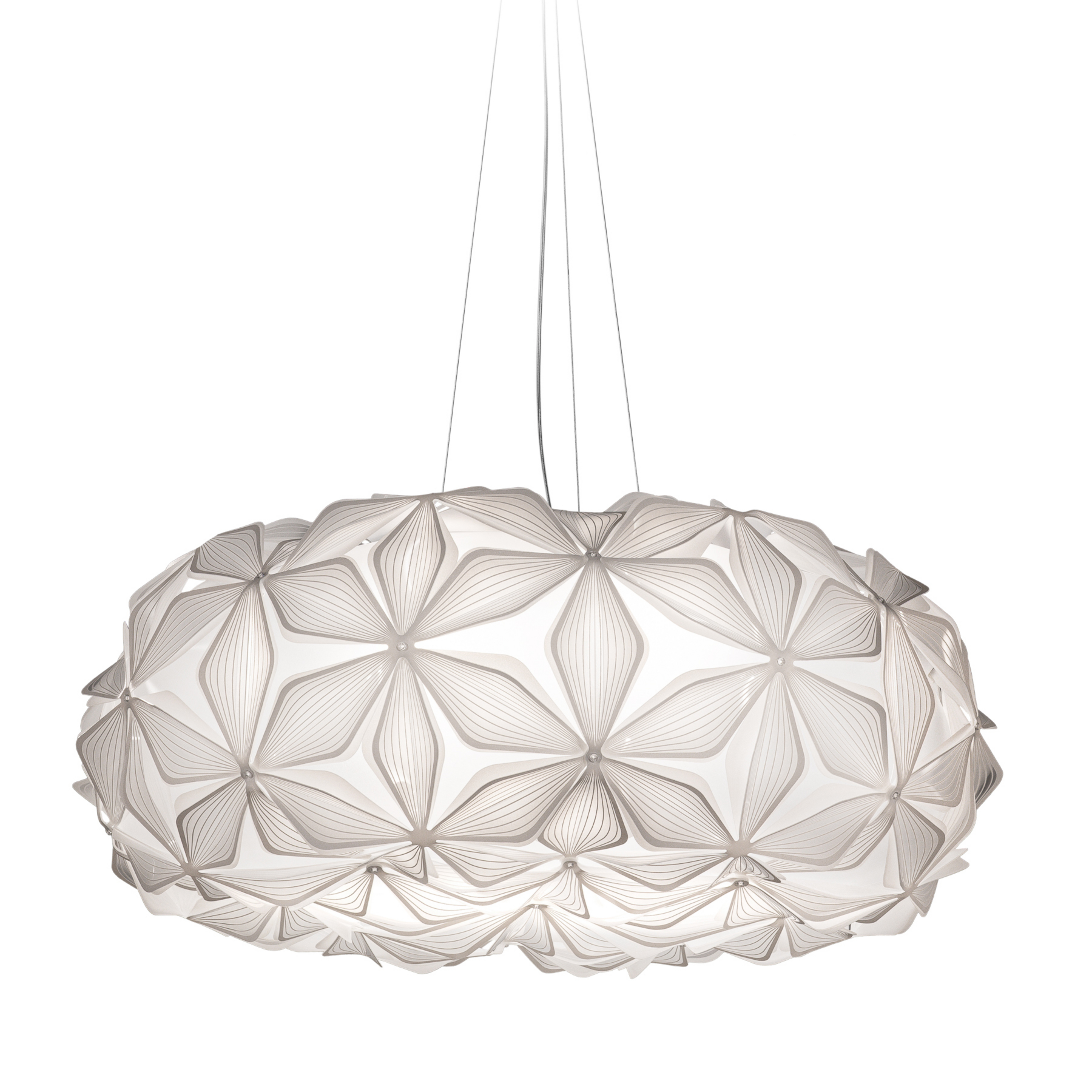 Závesné svietidlo C'EST LA VIE, biele/kabel číry, Ø 70 cm – Slamp