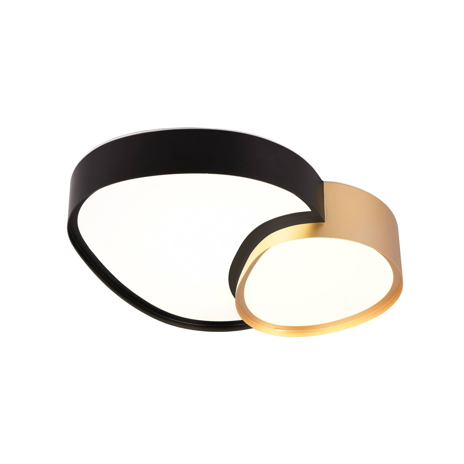 LED-Deckenlampe Rise, schwarz-gold, 43 x 36 cm, CCT, dimmbar