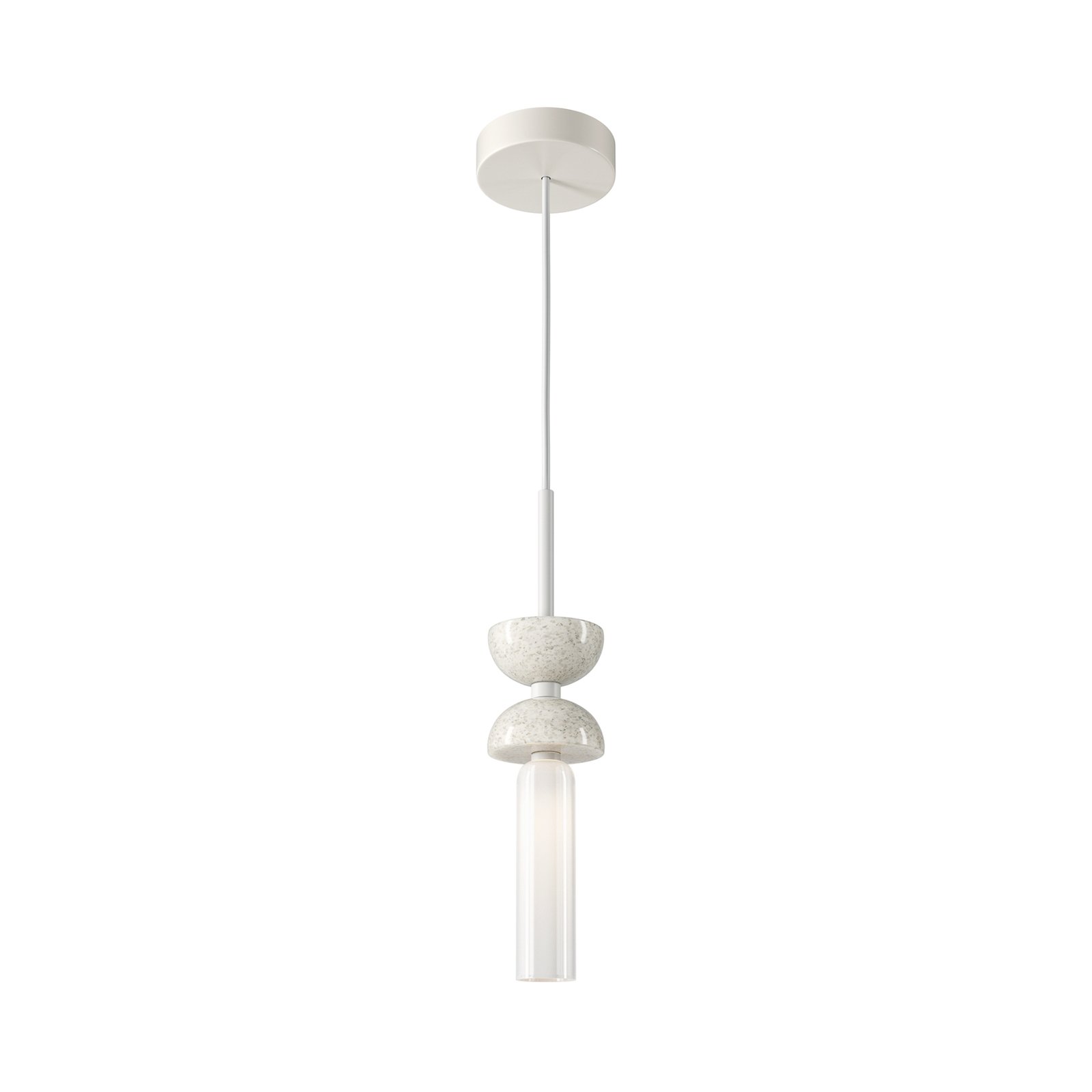 Maytoni pendant light Kyoto, white, Ø 10 cm, marble, glass