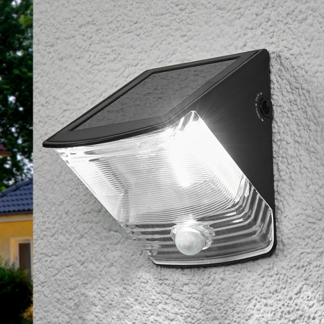 Solcells-LED-vägglampa SOL 04 med IP44 svart