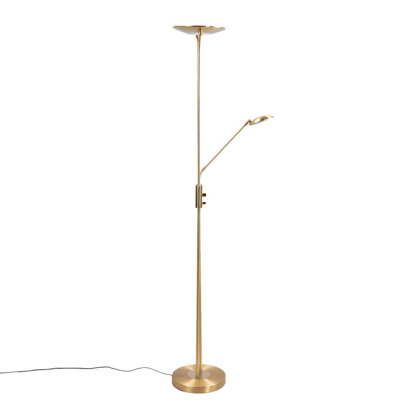 Lampadaire LED couleur laiton Aras avec liseuse